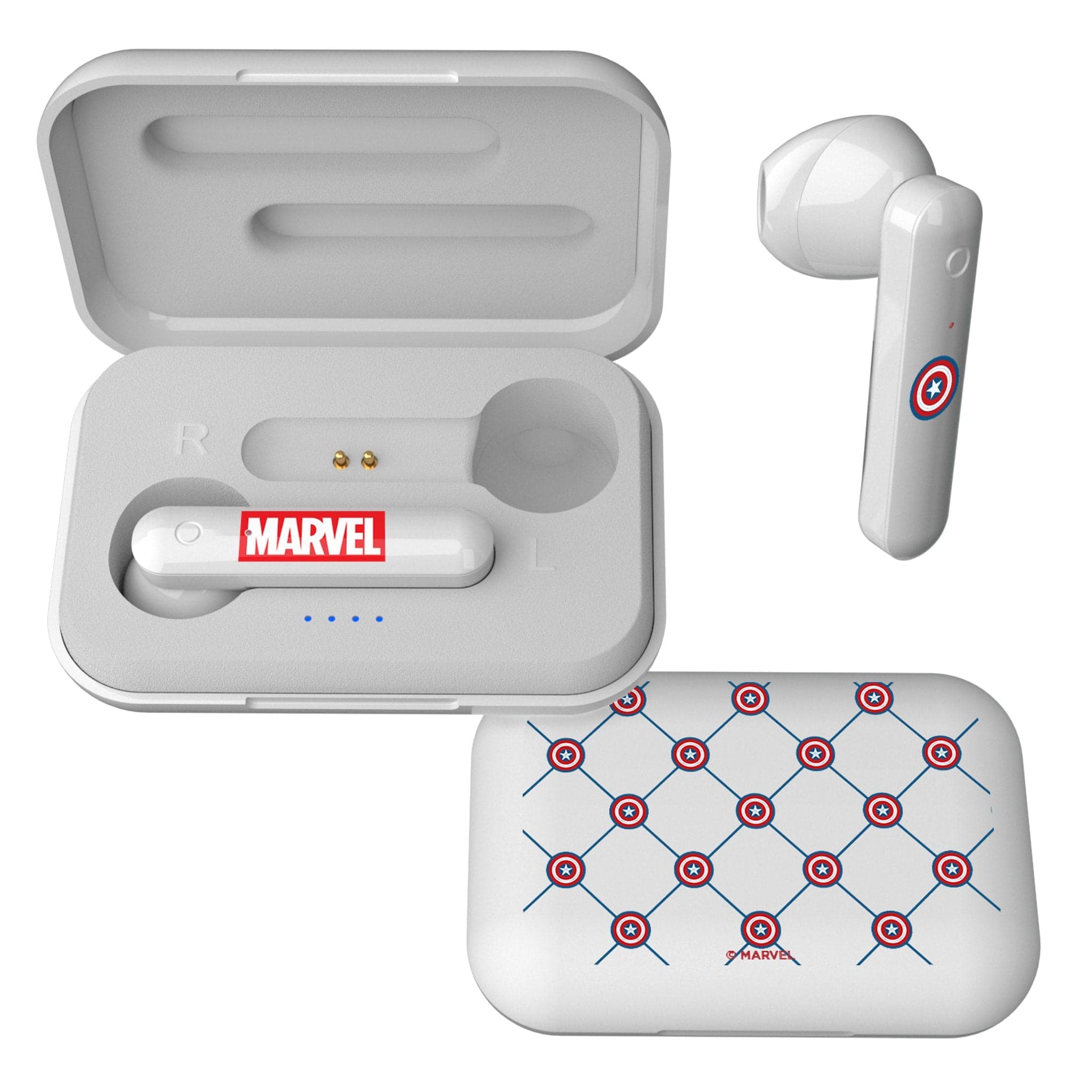 Keyscaper - Marvel Pattern Wireless TWS Earbuds - Captain America