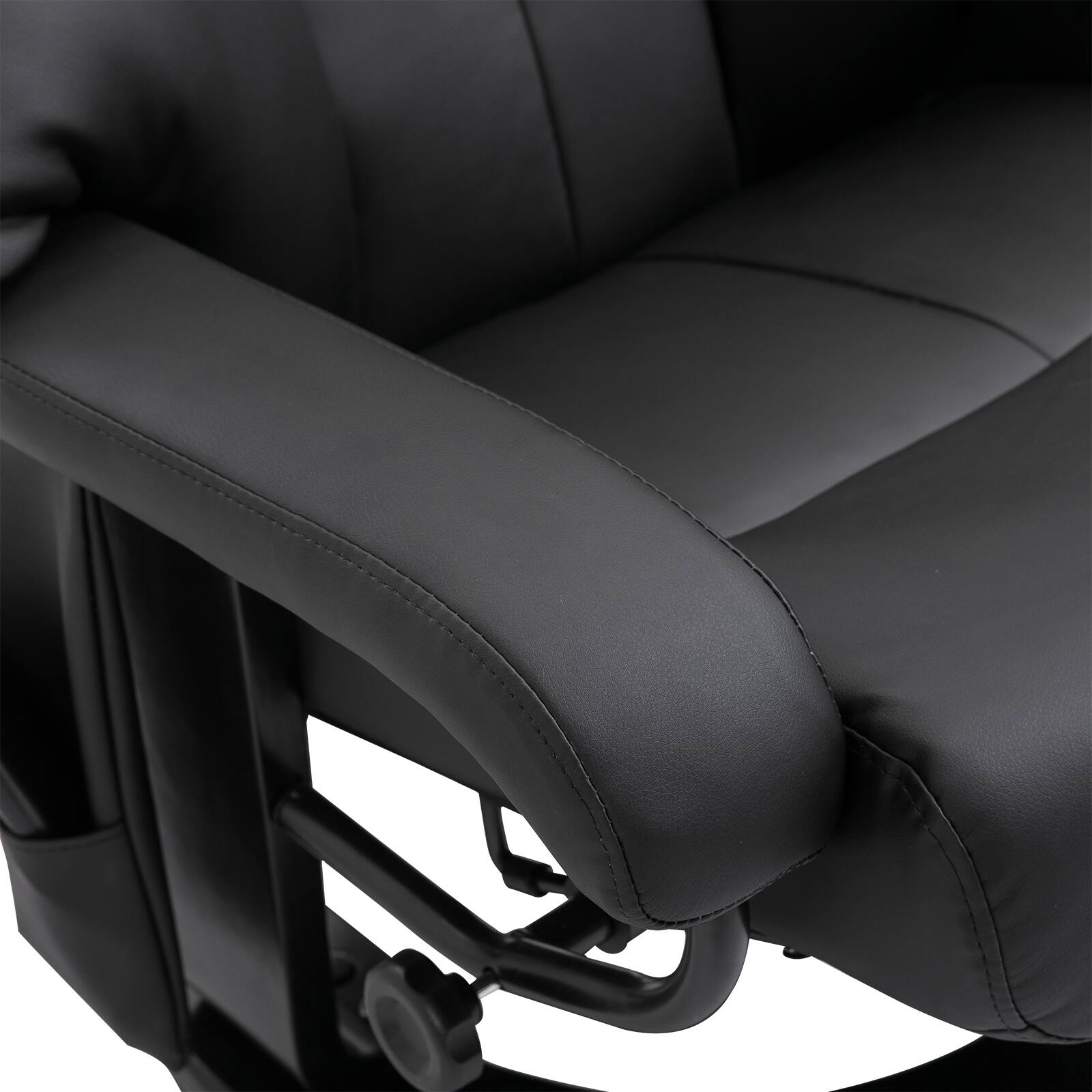 Alt View 7. Homcom - Massage Recliner Chair with Ottoman, 360° Swivel Recliner and Footstool, 10 Point Vibration, PU Leather Reclining Chair - Black.