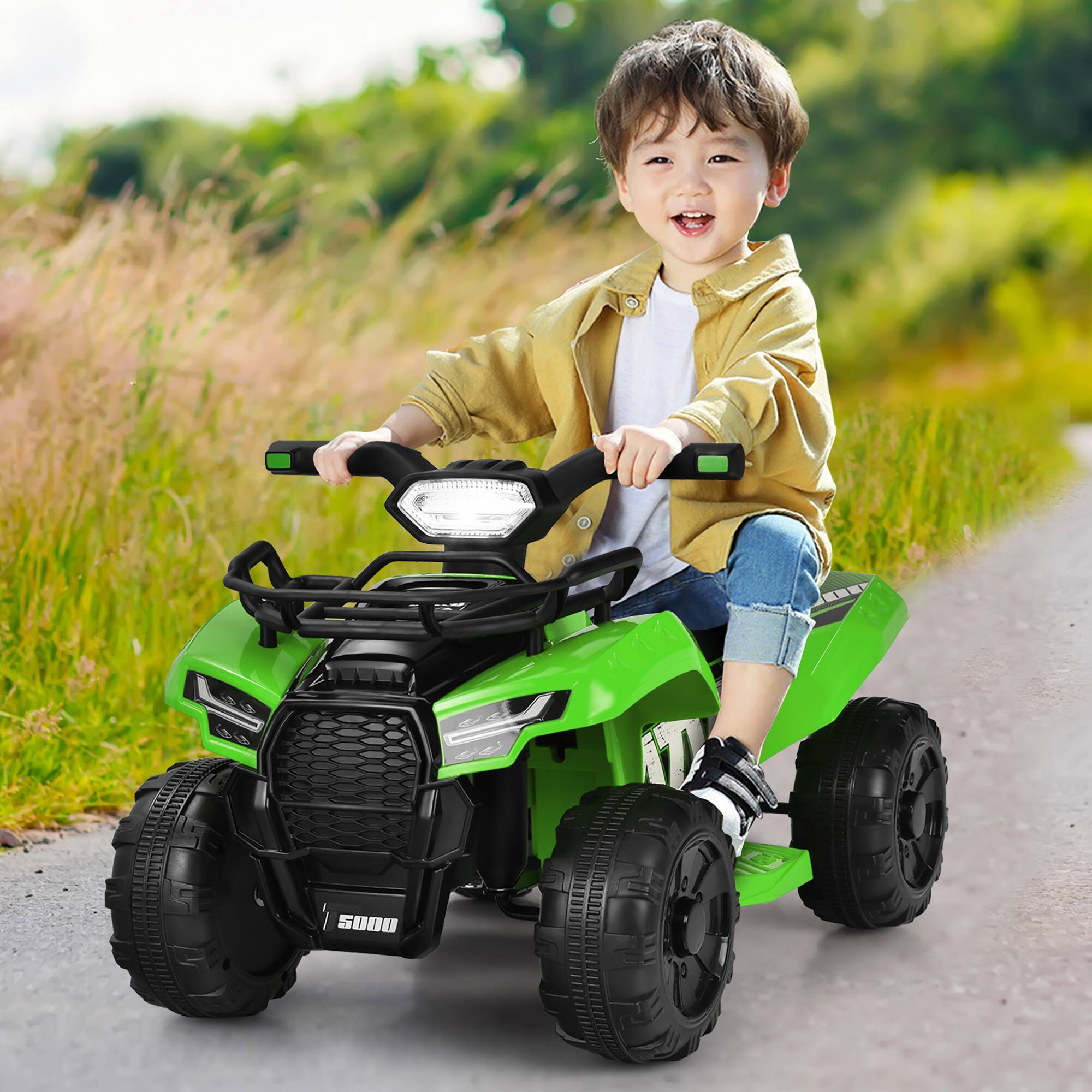 Alt View 1. Costway - Costway 6V Kids ATV Quad Electric Ride On Car Toy Toddler with LED Light MP3 For Kids Aged Over 3 Years - Green.