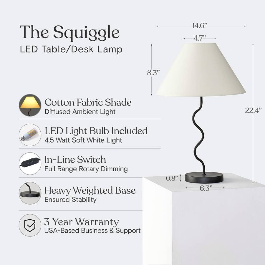 Diffuse Light Table Brightech Squiggle LED Midcentury Modern Standing Dimmable Bedside ...