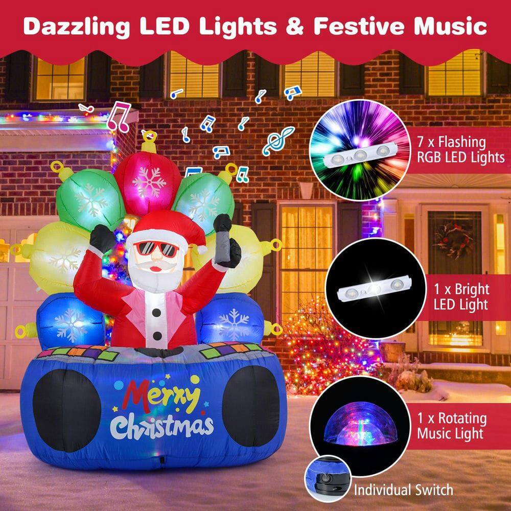 Dazzling LED Lights & Festive Music

- 7 x Flashing RGB LED Lights
- 1 x Bright LED Light
- 1 x Rotating Music Light
- Individual Switch
