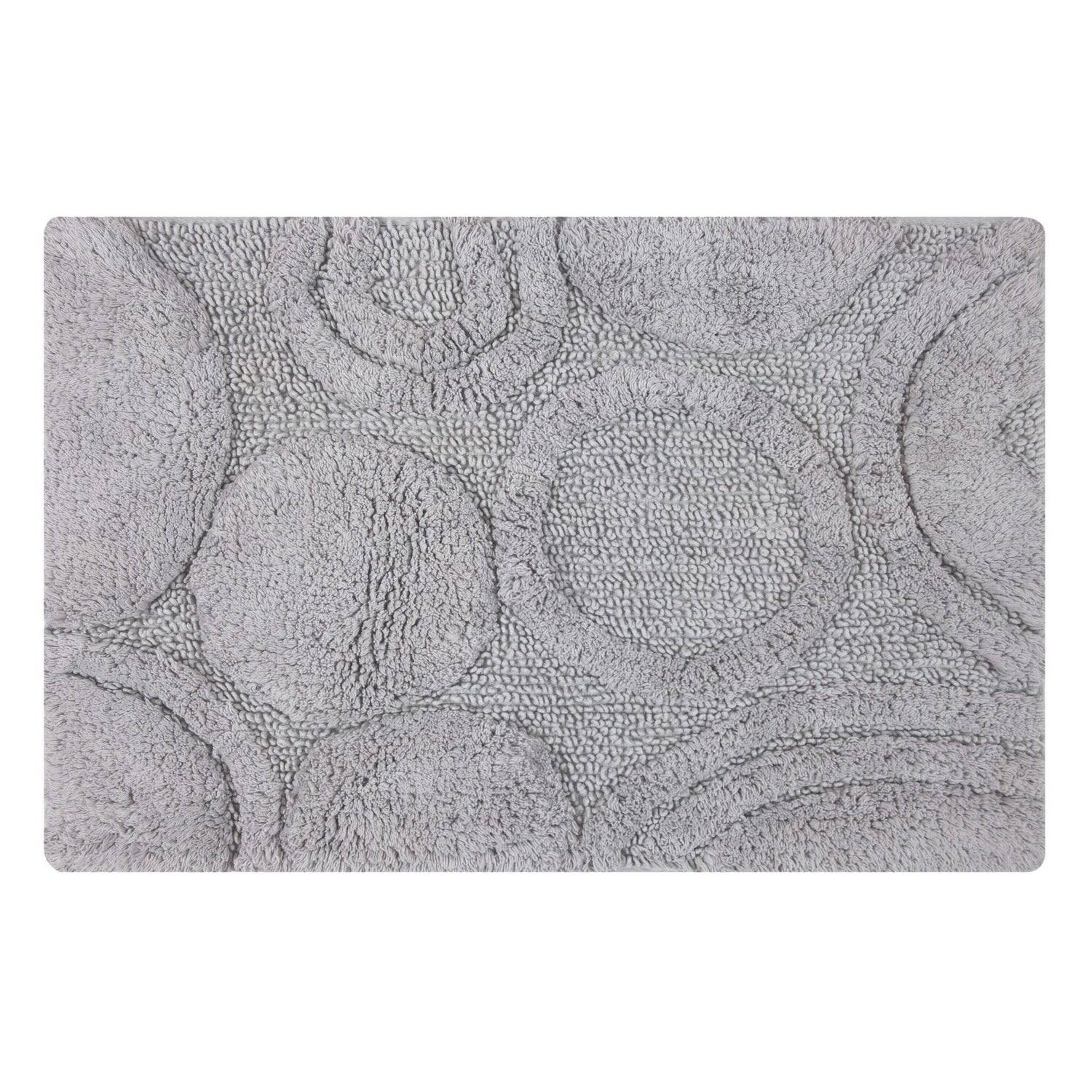Alt View 1. Knightsbridge - Knightsbridge Orbit Silver Cotton Bath Rug with Non-Skid Back - Silver.