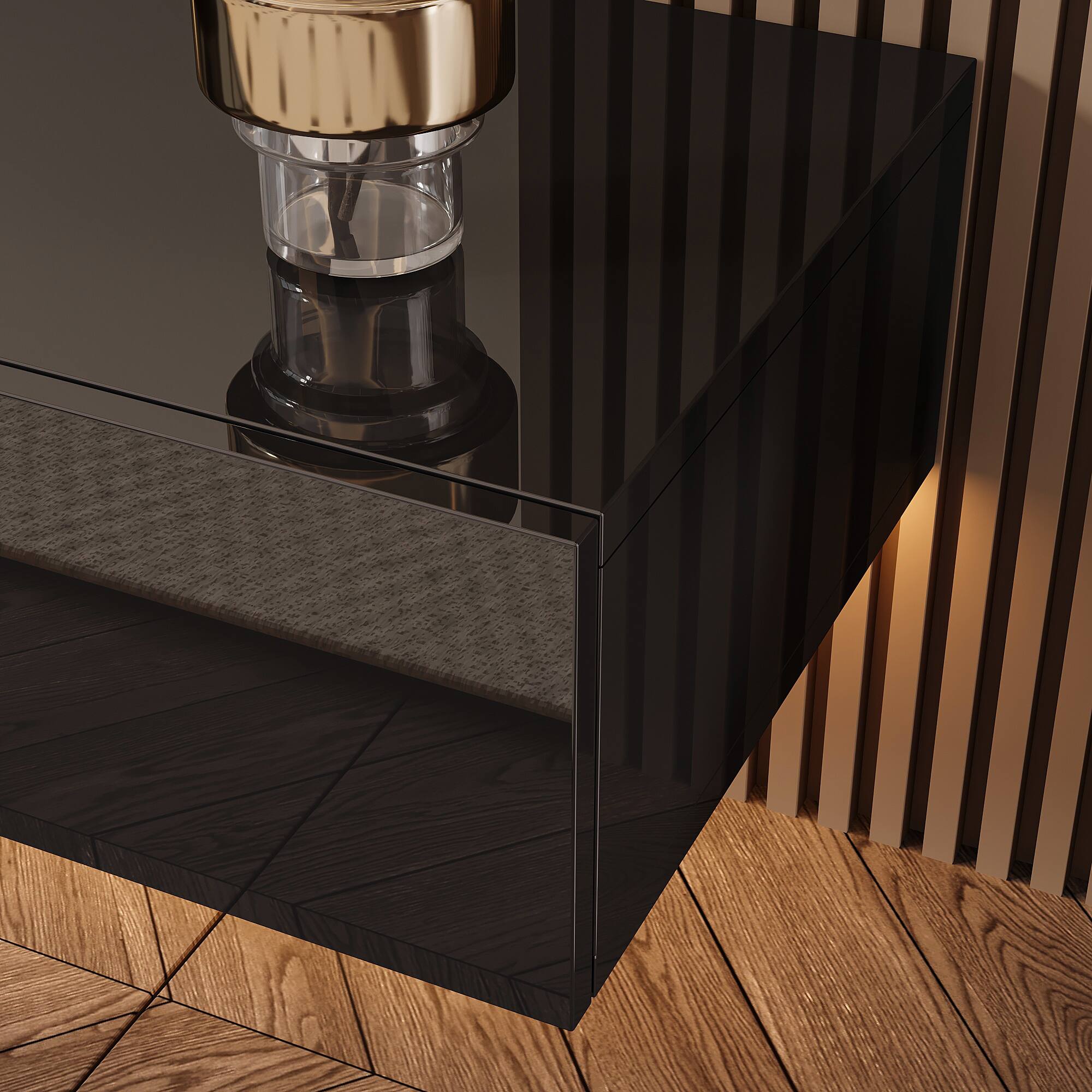 Back. Famapy - Famapy Floating TV Stand: Perfect for 60+ Inch TVs, Wall - Mounted, Multi - Install & LED - Lit Magic - Black.