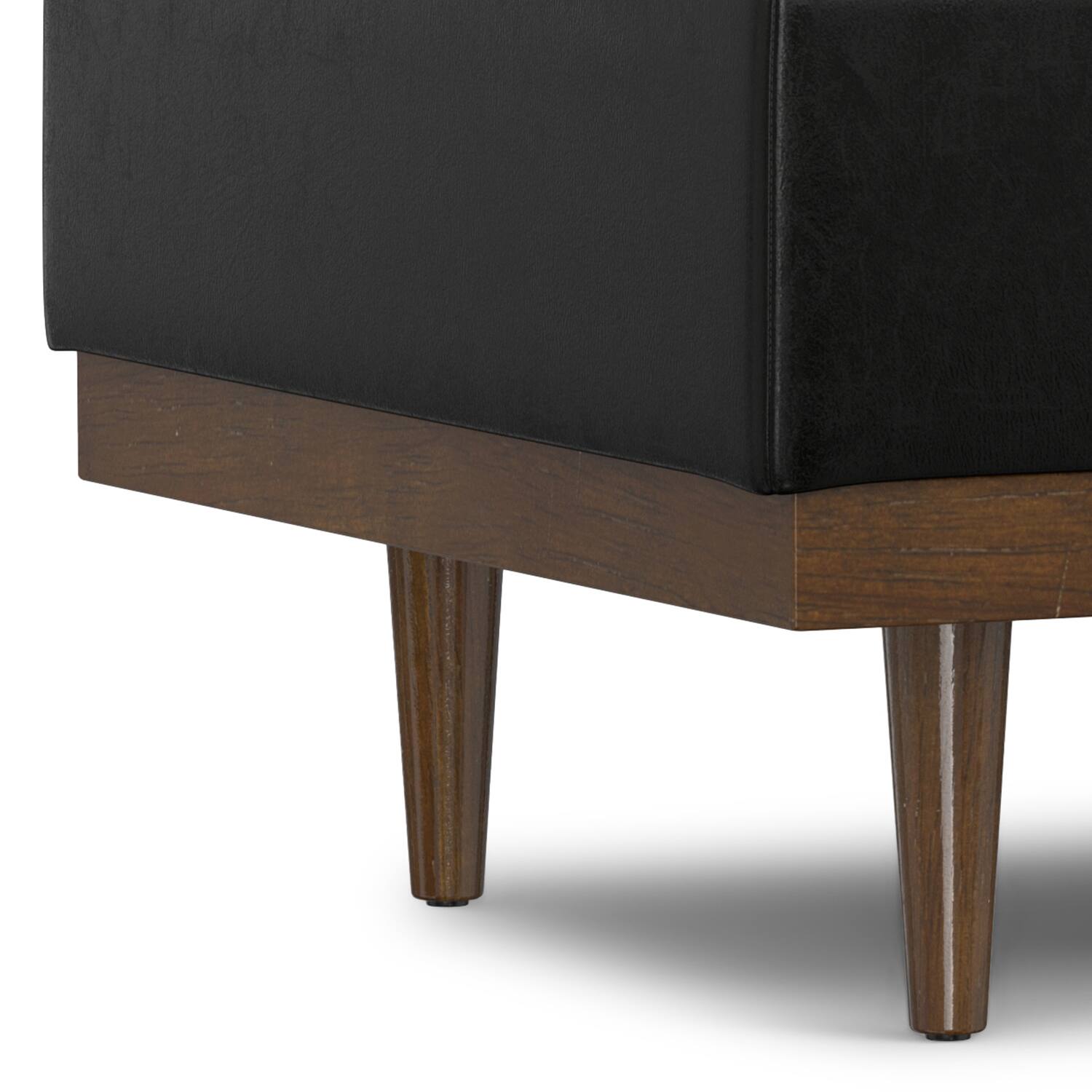 Alt View 7. Simpli Home - Mariah 34 inch Contemporary Rectangle Coffee Table Storage Ottoman in Midnight Black  PU Black faux leather, Assembled - Midnight Black.