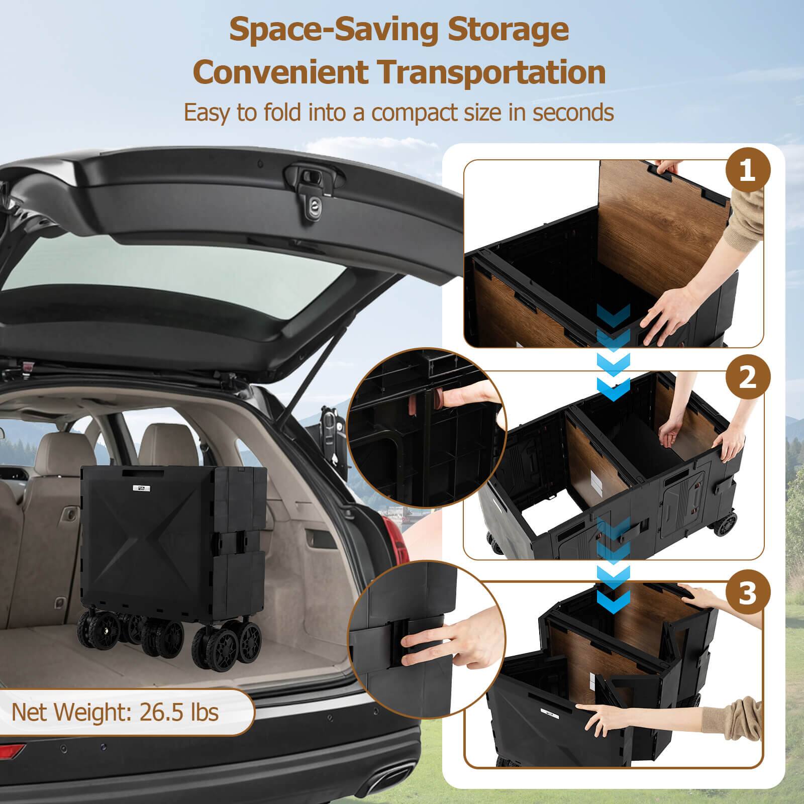 Space-Saving Storage  
Convenient Transportation  
Easy to fold into a compact size in seconds  

Net Weight: 26.5 lbs