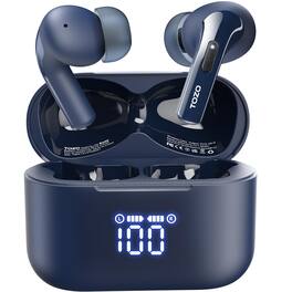 TOZO - T20 Wireless Earbuds, Bluetooth, 48.5H, LED Display, IPX8, Dual Mic ANC, 10mm, 2025 - Blue