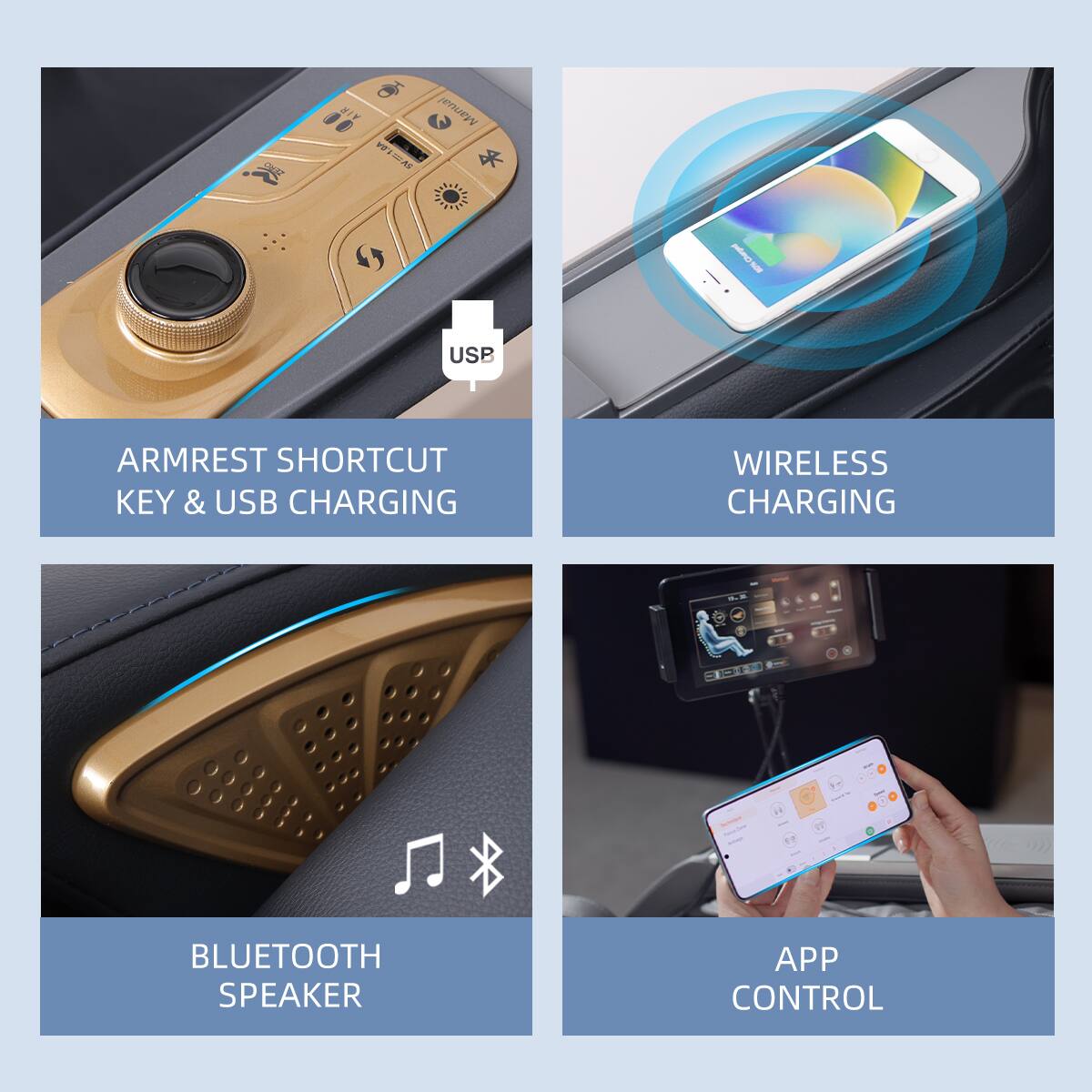 S y F F MAS Manual * JND - USB ARMREST SHORTCUT KEY & USB CHARGING WIRELESS CHARGING - - :S  : - - I - BLUETOOTH SPEAKER APP CONTROL