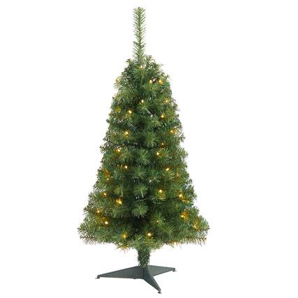 Front. BreeBe - 3’ Green Artificial Christmas Tree with 50 LED Lights 118 - Green.