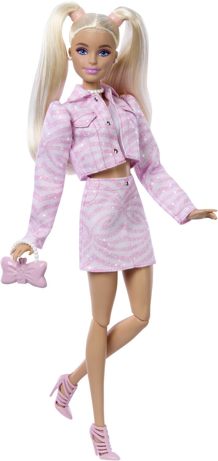Alt View 1. Mattel - Mattel - Barbie Deluxe Style Fashion Doll #9 in Matching Pink Denim Jacket & Skirt Set, Blonde   - COLLECTIBLES - Multicolor.