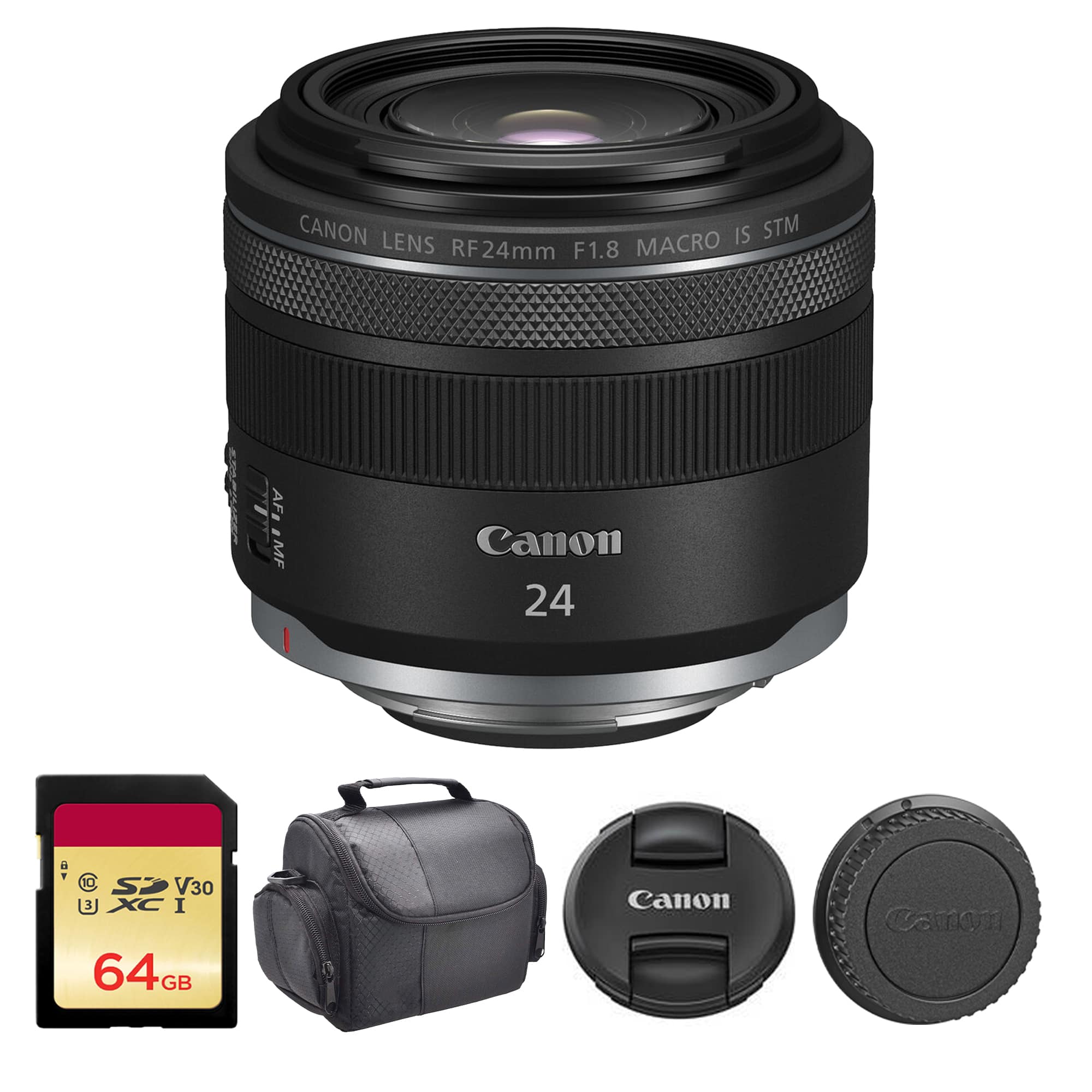 Canon - RF 24mm f/1.8 Macro IS STM Lens (5668C002) + 64GB Card + Camera Bag - Black price history on PriceWatchPro