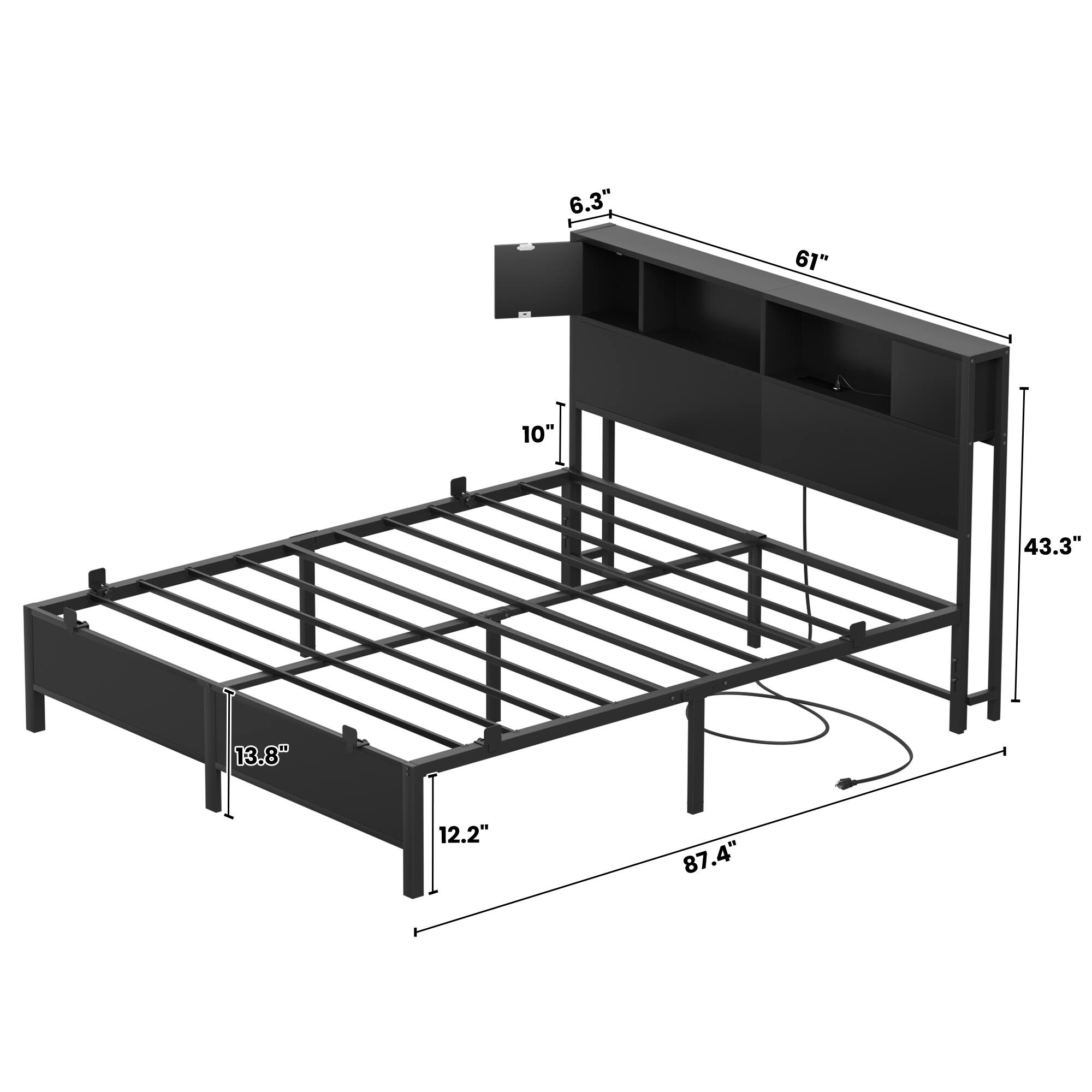 6.3" 61" L 10" I 43.3" 13.8" 12.2" 87.4"