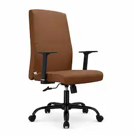 LeisureMod - Evander Ergonomic Leather Office Chair, Aluminum Frame, Adjustable Height, Swivel Desk Chair for Home Office Workspace - Dark Brown