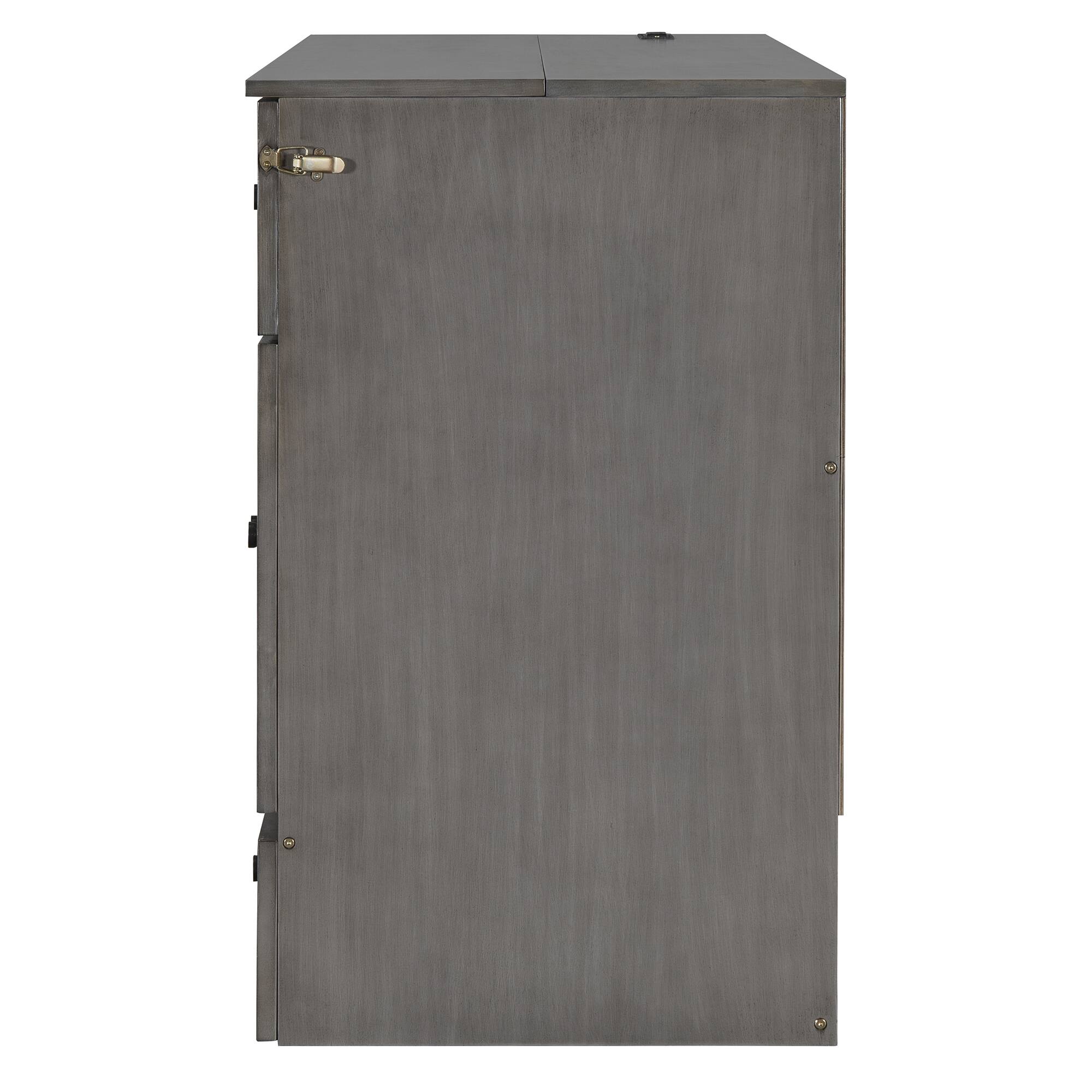 Left. Tiramisubest - Full Size Murphy Bed, Gray, 76x56x43 inches, Space-Saving - Gray.