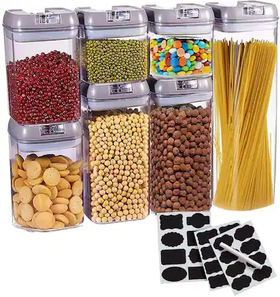 Front. Cheer Collection - Set of 7 Airtight Food Storage Containers- Heavy Duty Pantry - No Color Family.