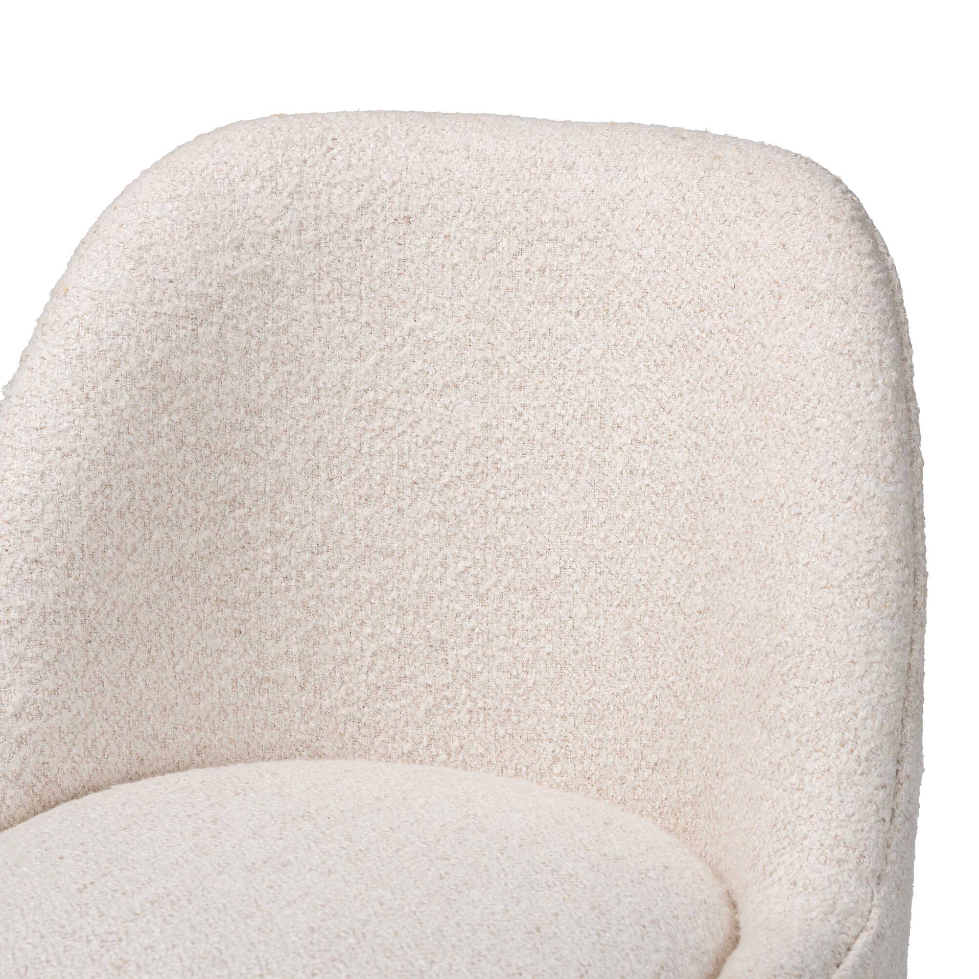 Alt View 1. Baxton Studio - Nalima Dining Chair - Modern Boucle Accent Side Chair with Hand-Forged Metal Frame and Wingback Seat - Ivory/Gold.