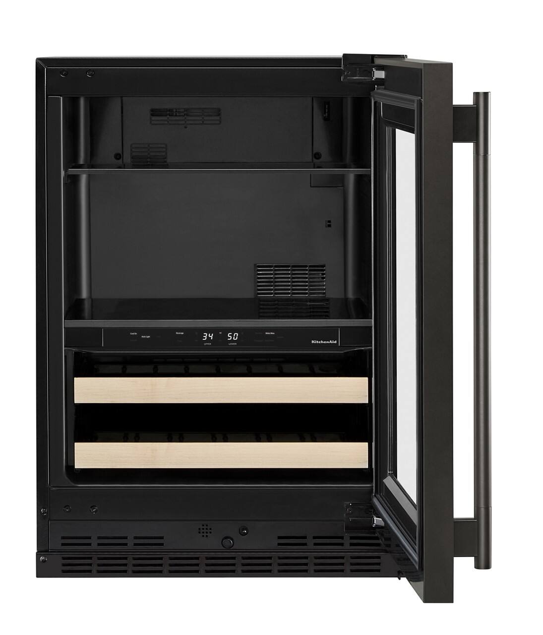 Alt View 1. KitchenAid - 24" Beverage Center with Glass Door and Wood-Front Racks - Black Ore.
