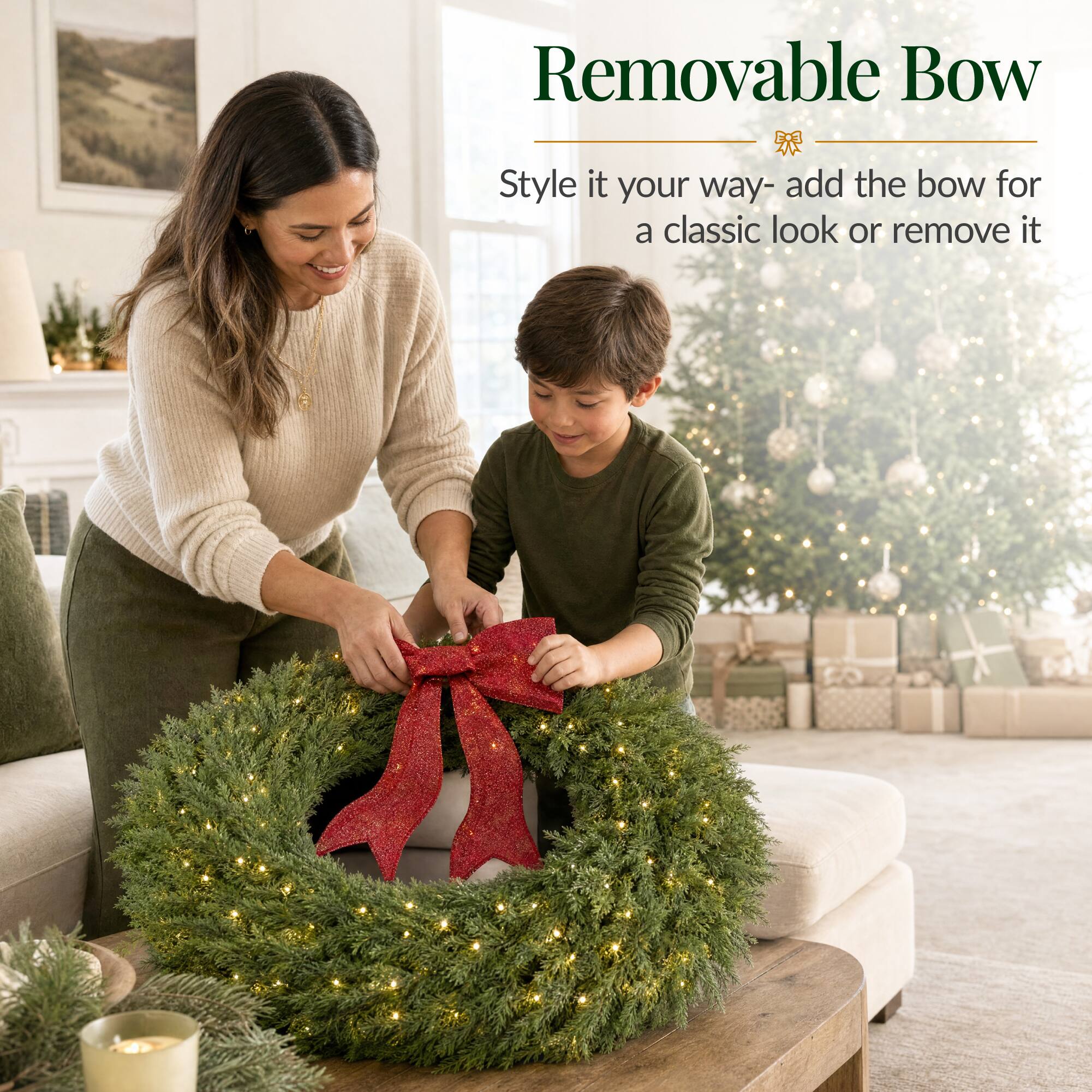 Removable Bow

Style it your way- add the bow for a classic look or remove it