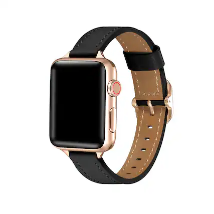 Front. Posh Tech - Carmen Skinny Leather Band for Apple Watch - Black.