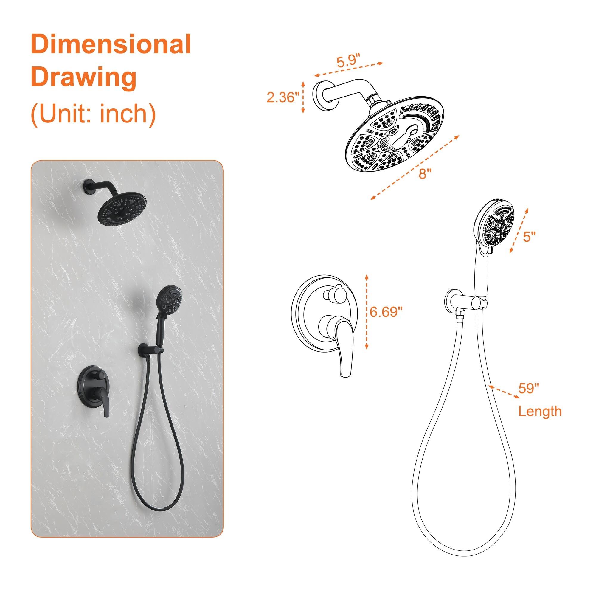Dimensional Drawing (Unit: inch)  
2.36"  
5.9"  
8"  
5"  
6.69"  
59" Length