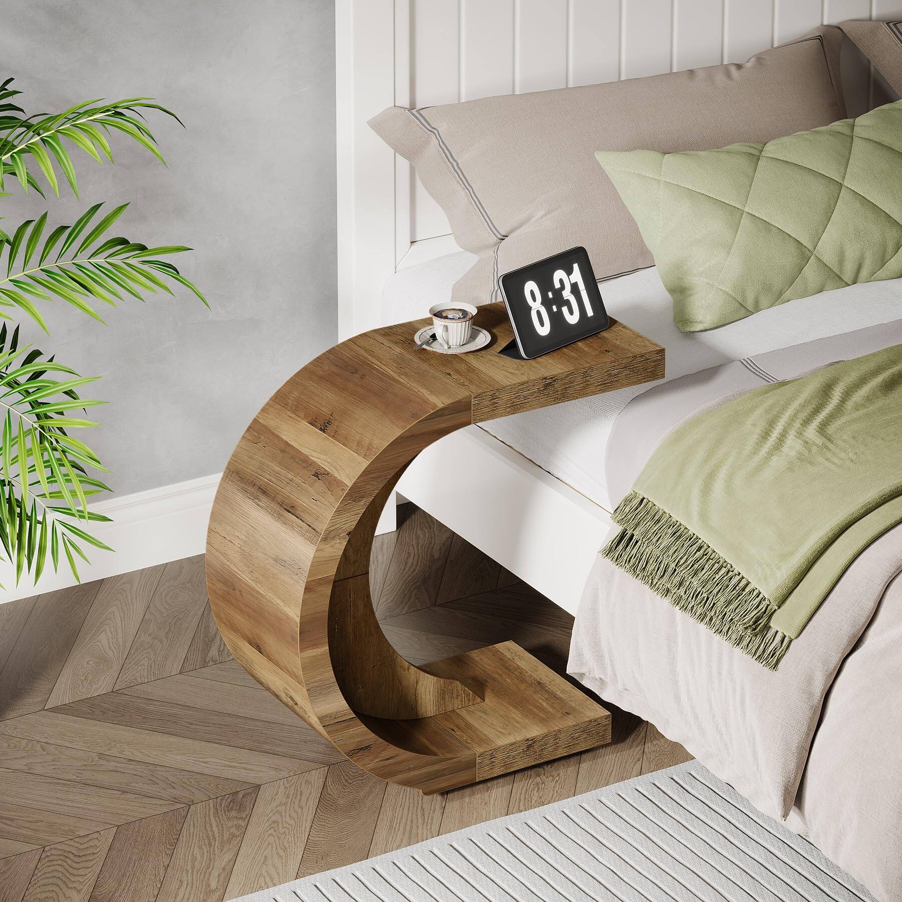 Tribesigns C Shaped End Table, Side Table for Couch Sofa Living Room ...