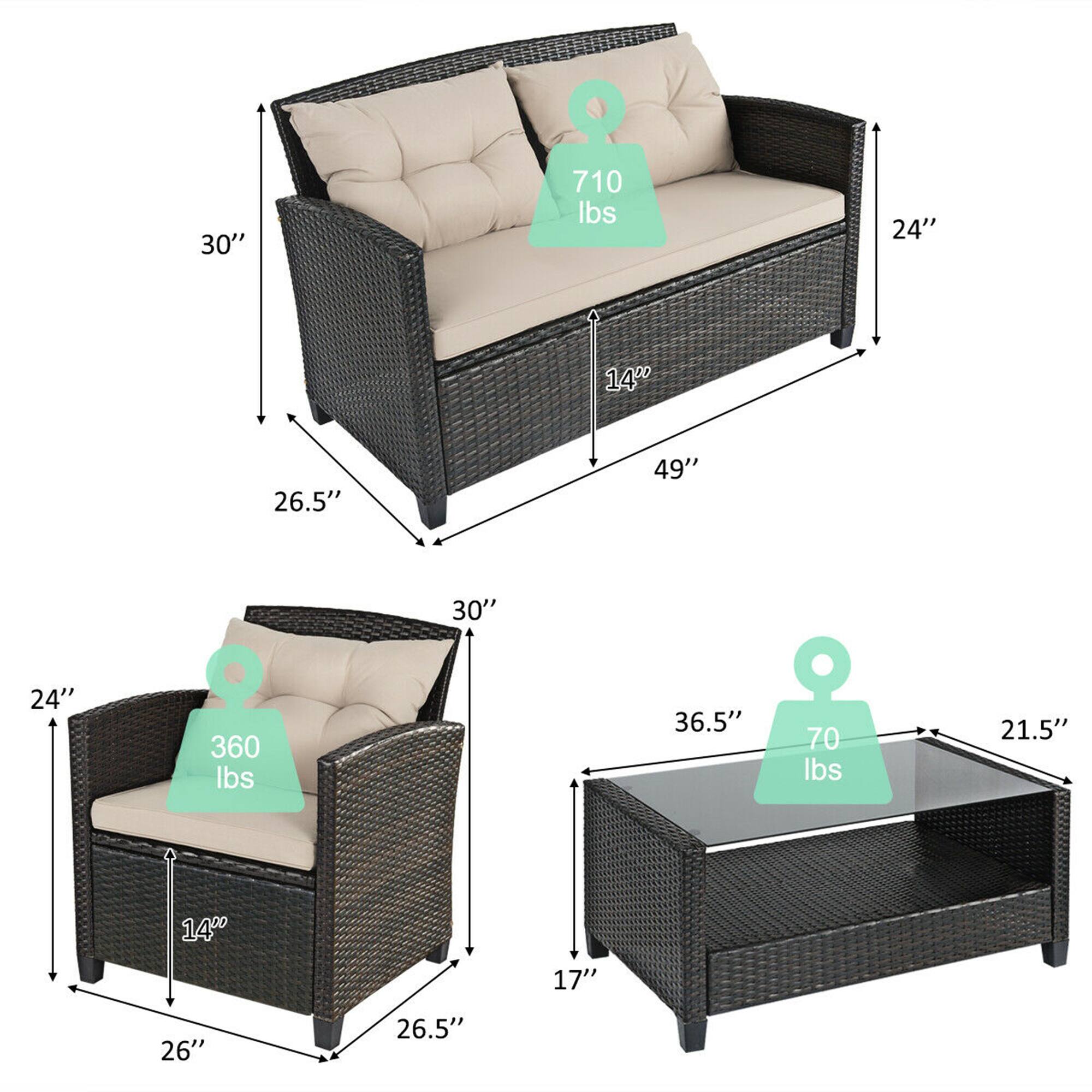 - 30" x 24" x 49" x 26.5" x 14" - 710 lbs
- 30" x 24" x 26.5" x 14" - 360 lbs
- 36.5" x 21.5" x 17" - 70 lbs