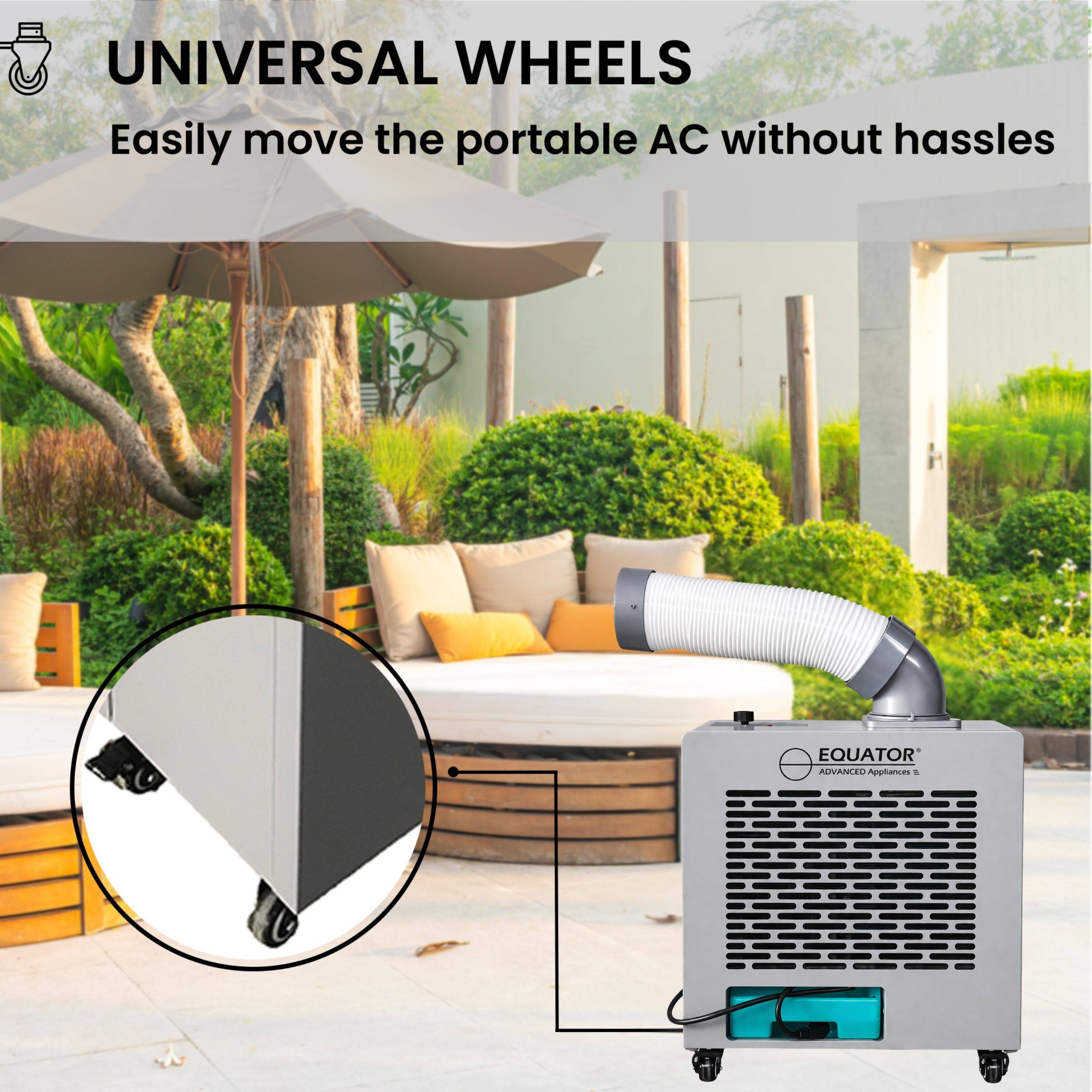 UNIVERSAL WHEELS  
Easily move the portable AC without hassles  

EQUATOR  
ADVANCED APPLIANCES