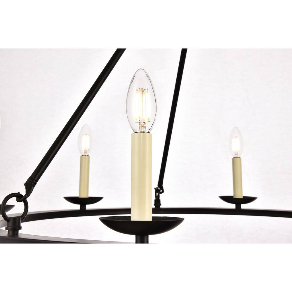 Back. Living District - Maine Collection Chandelier D32.4 H23.25 Lt:6 Black Finish - Black.