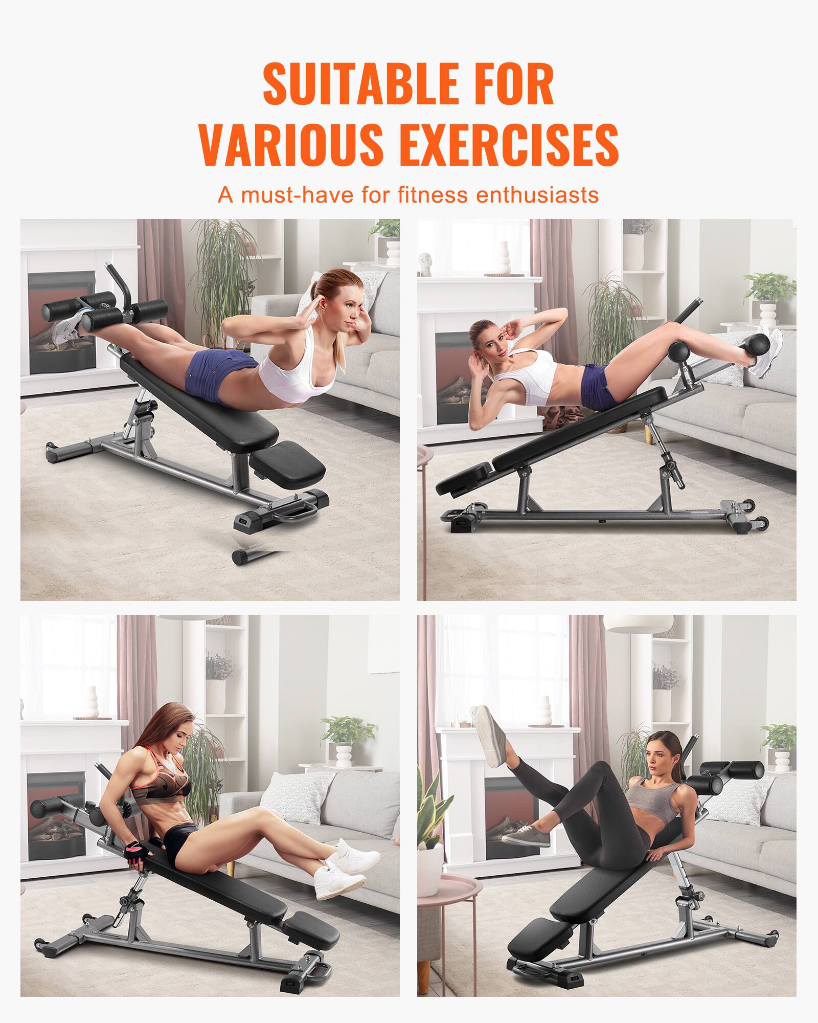 VEVOR Sit Up Bench, Decline Ab Bench with Reverse Crunch Handle