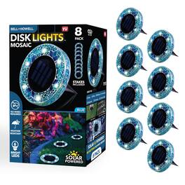 Bell + Howell - 6 LED Round Mosaic Solar Powered Disk Lights with Auto On/Off - 8 Pack