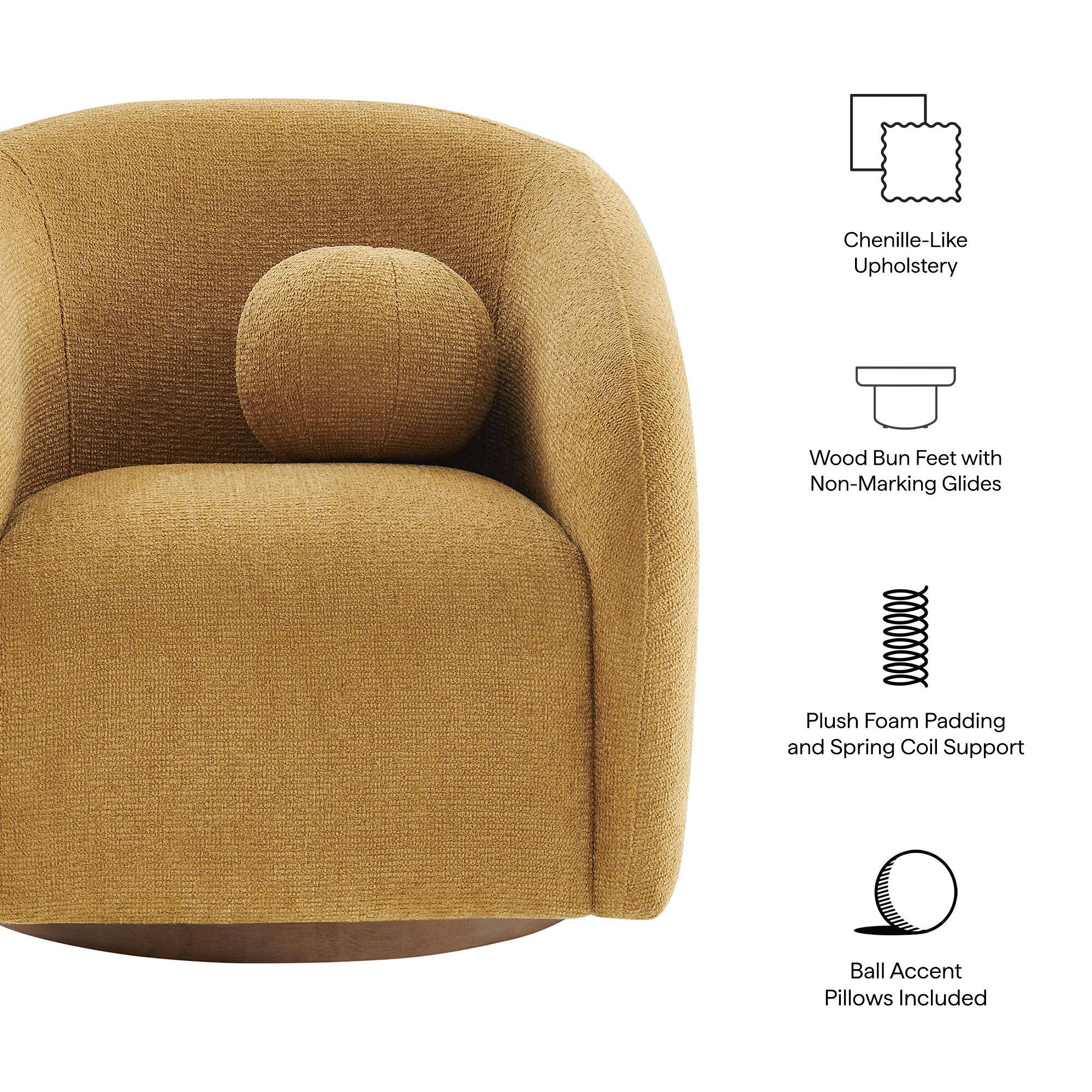 Chenille-Like Upholstery  
Wood Bun Feet with Non-Marking Glides  
Plush Foam Padding and Spring Coil Support  
Ball Accent Pillows Included