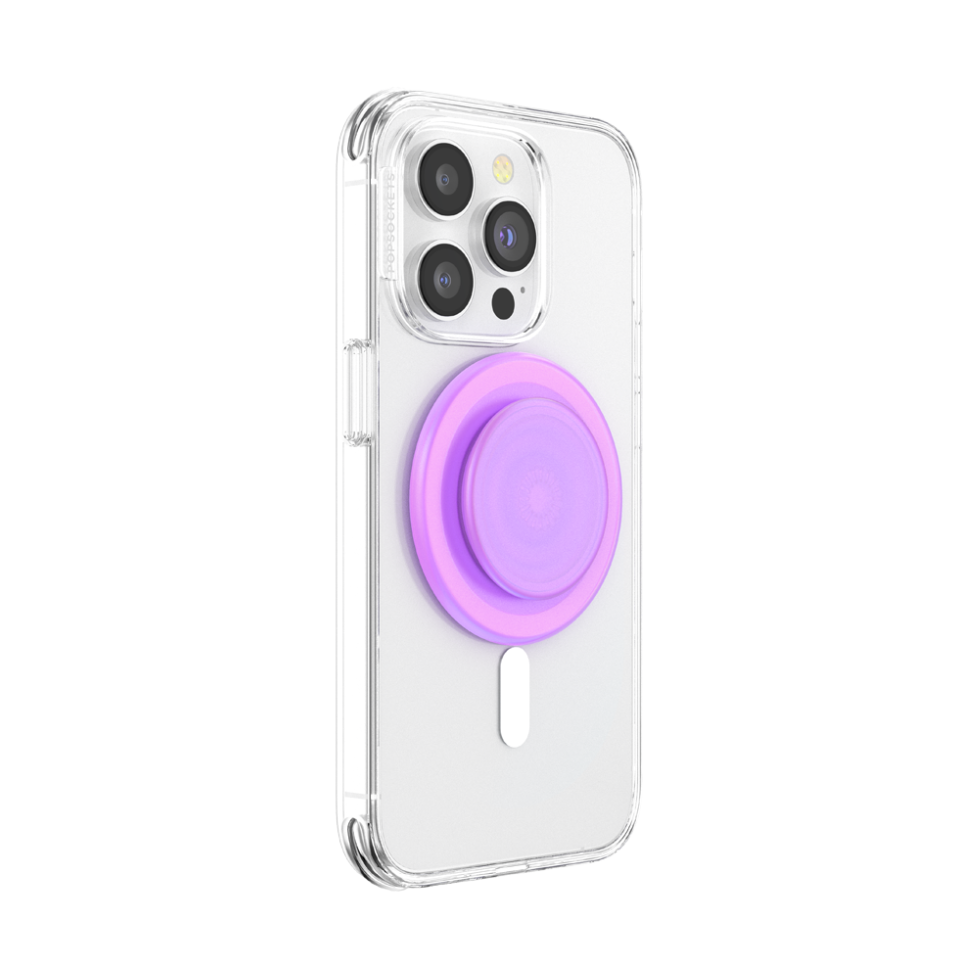 Alt View 1. PopSockets - MagSafe PopGrip Universal Magnetic Grip & Stand with Adapter Ring for Cell Phones - Pink Opalescent Translucent.