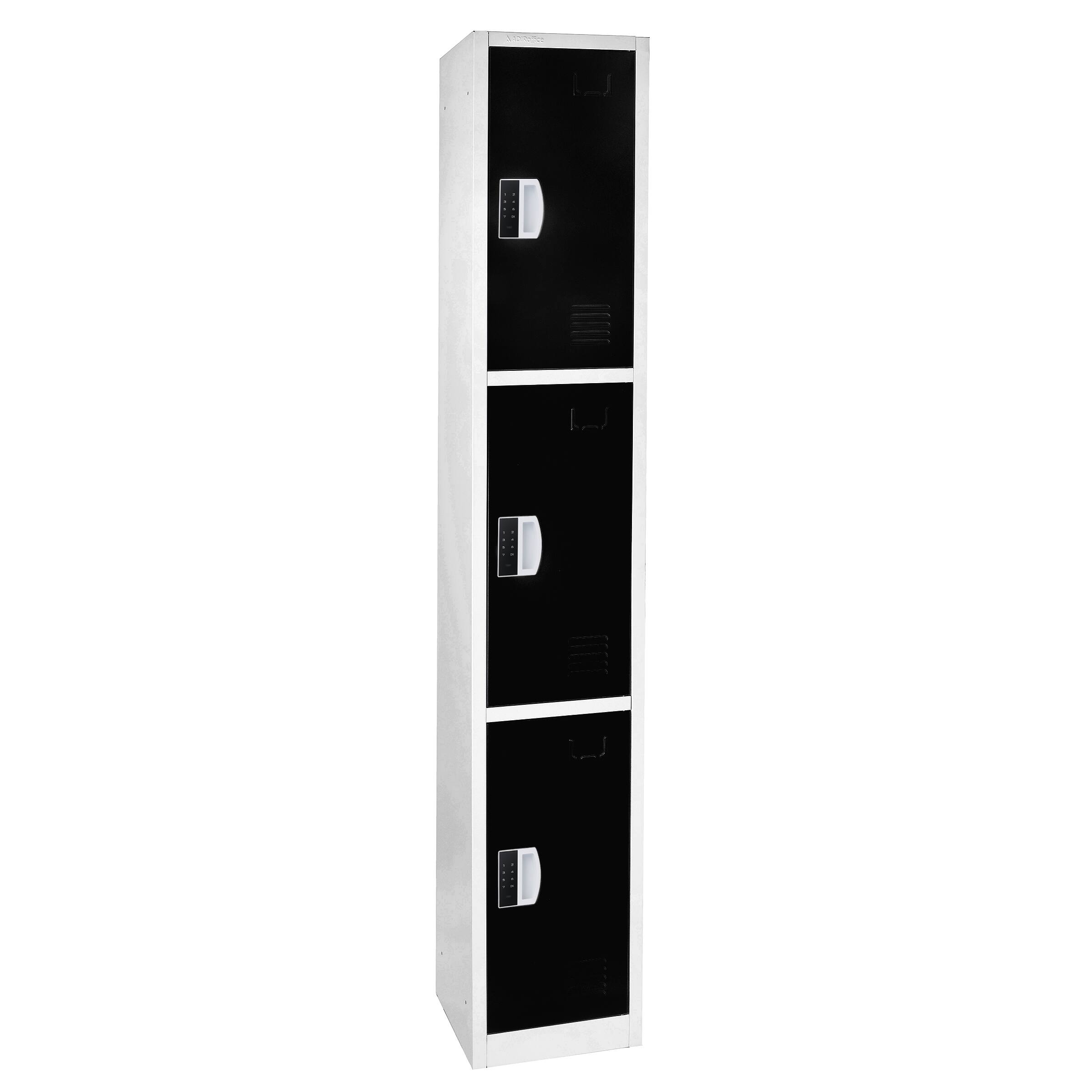Alt View 3. AdirOffice - Storage Locker 629-Series 72" H 3-Tier Steel Compartment Digital Lock Locker, 4/Pack - Black.