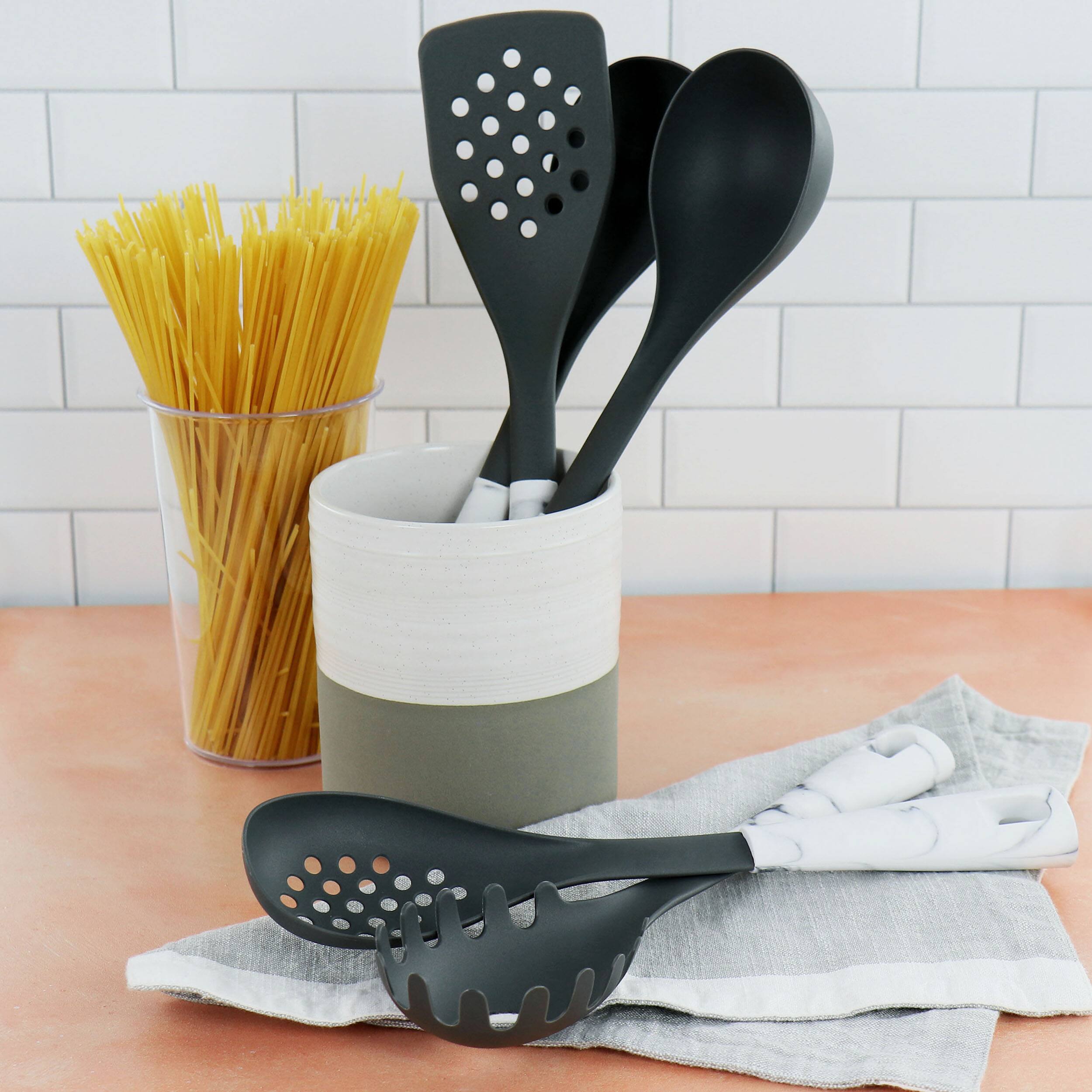 Alt View 5. Oster - Oster 5 Piece Nylon Kitchen Tool Set in White Marble - White.