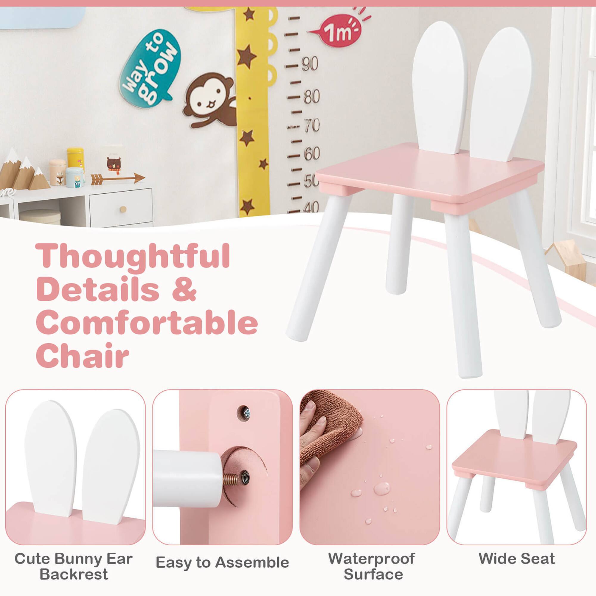 Thoughtful Details & Comfortable Chair

- Cute Bunny Ear Backrest
- Easy to Assemble
- Waterproof Surface
- Wide Seat

1m 90 80 70 60 50 40