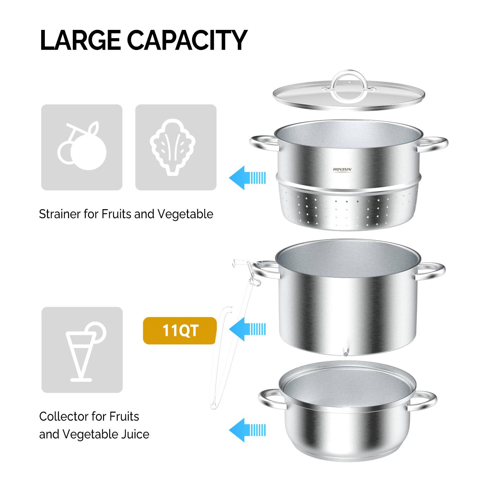 LARGE CAPACITY  
RONVSUN Strainer for Fruits and Vegetable  
11QT Collector for Fruits and Vegetable Juice