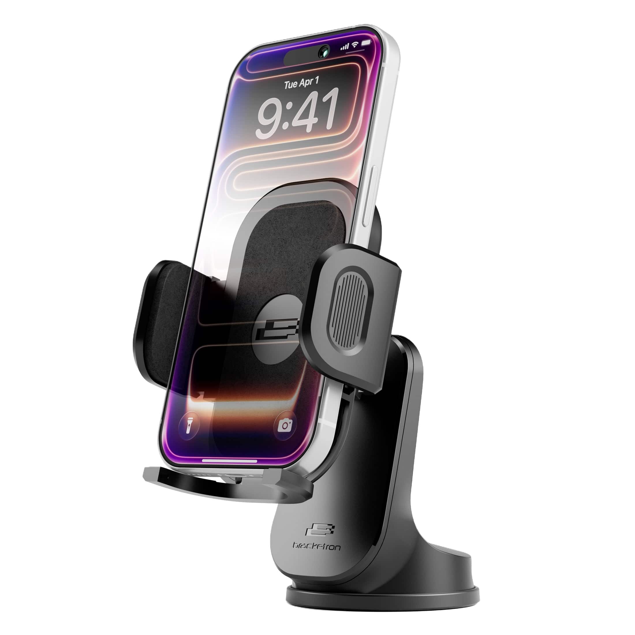 Bracketron - TripGrip Car Phone Mount, Dash and Windshield Holder with Adjustable Arm & 360° Rotation - Black