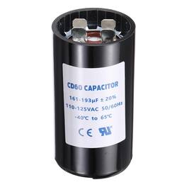 Unique Bargains - CD60 Capacitor 161-193 Mfd, 110-125 VAC Run Motor Start Capacitor 50/60Hz for Fan/Well Pump - Black