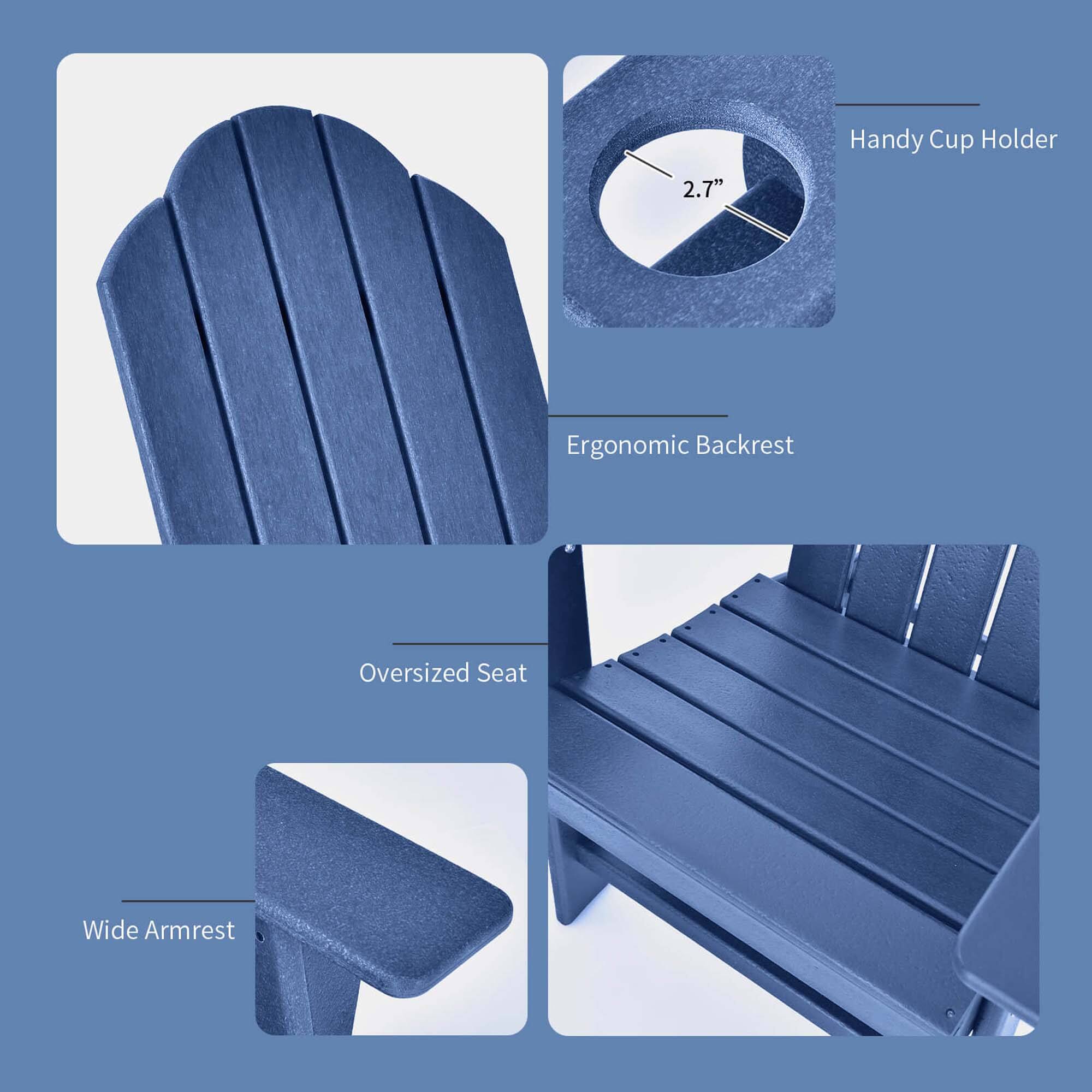 Handy Cup Holder  
2.7"  
Ergonomic Backrest  
Oversized Seat  
Wide Armrest