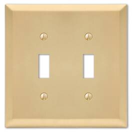 AMERELLE - Century Satin 2 gang Stamped Steel Toggle Wall Plate 1 pk - Brass