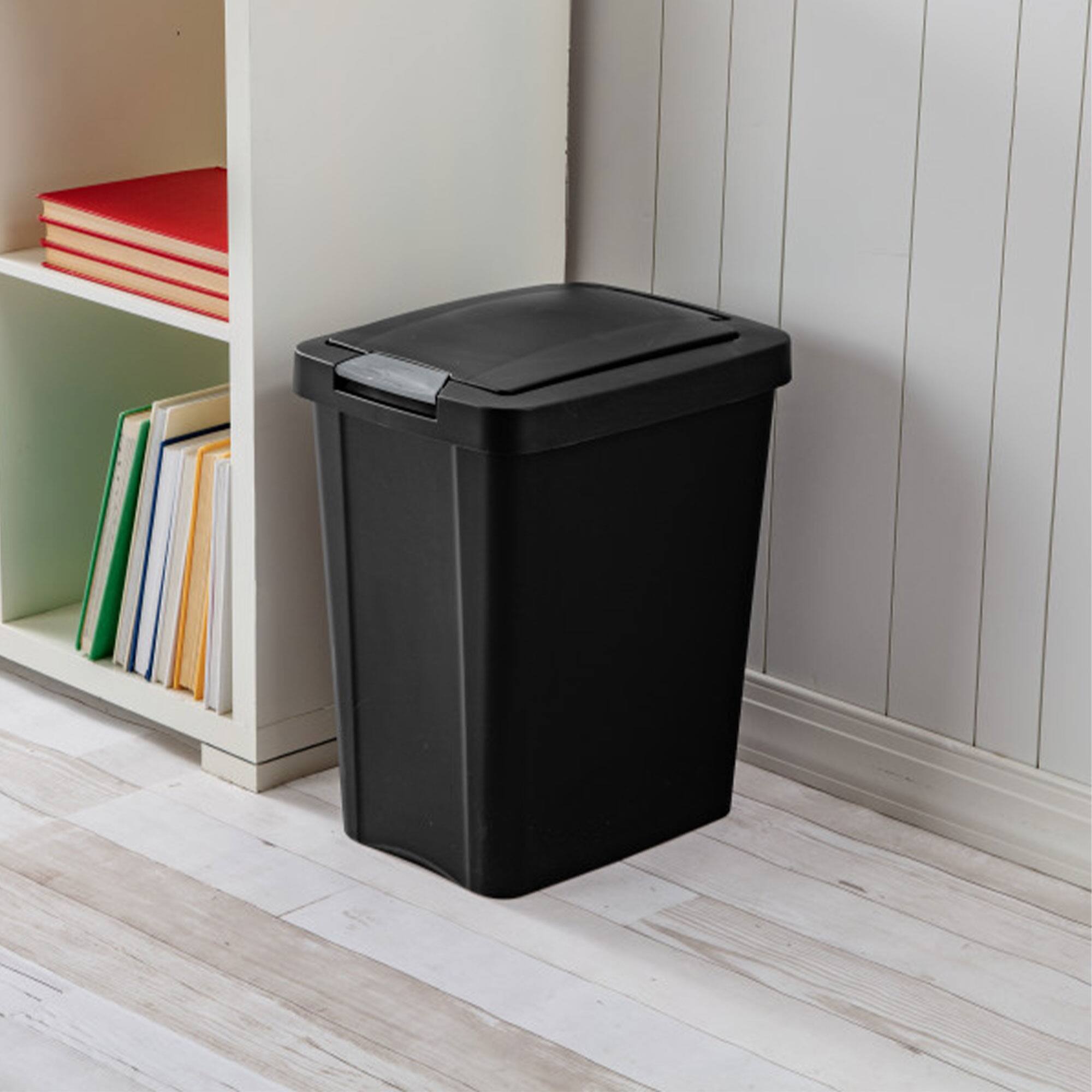 Alt View 10. Sterilite - Sterilite 7.5 Gallon TouchTop Wastebasket Trash Can with Latch, 4 Pack, Black - Black.