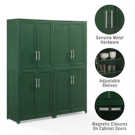 Crosley Furniture - Savannah 2-Piece Kitchen Storage Pantry Set - 2 Pantries - Hunter Green