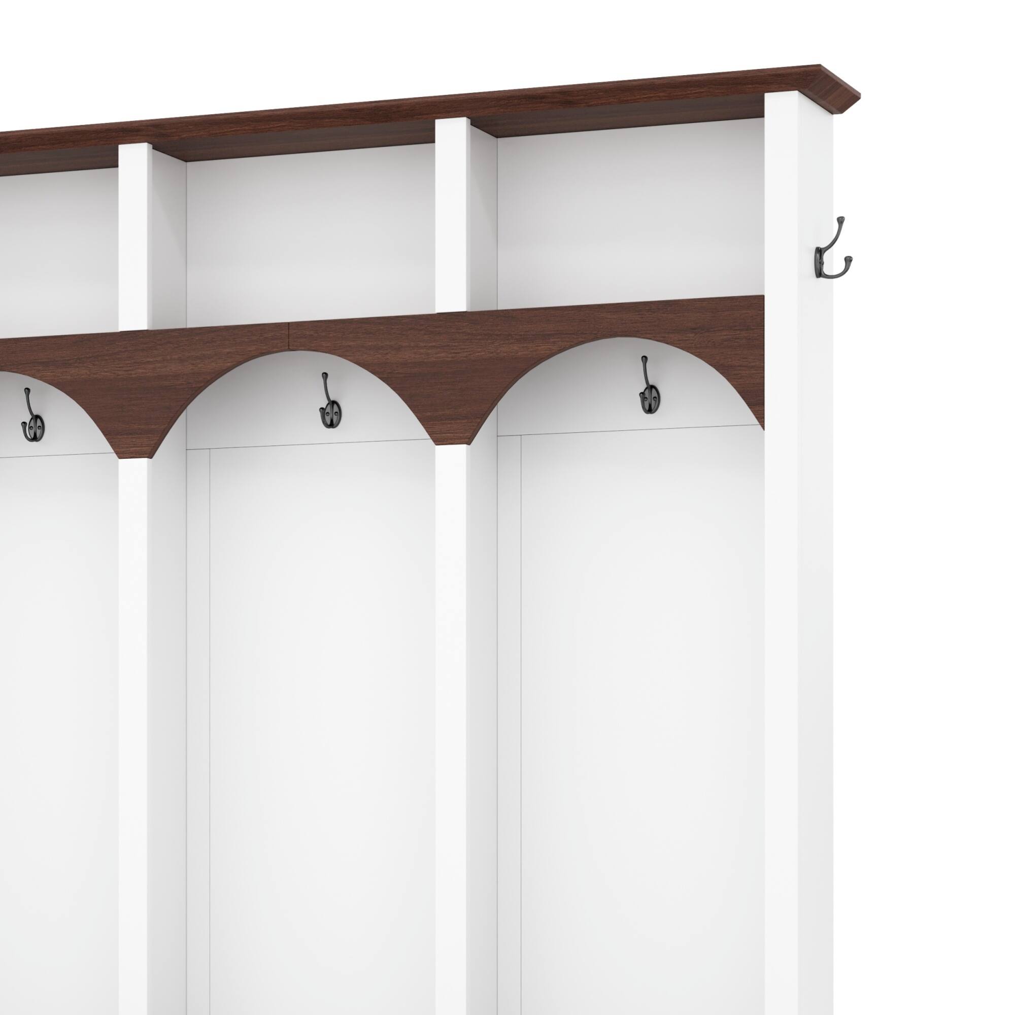 Alt View 6. GOODSILO - Elegant Farmhouse Entryway Hall Tree with Storage Bench and Multiple Hooks for Organized Living Spaces - White.