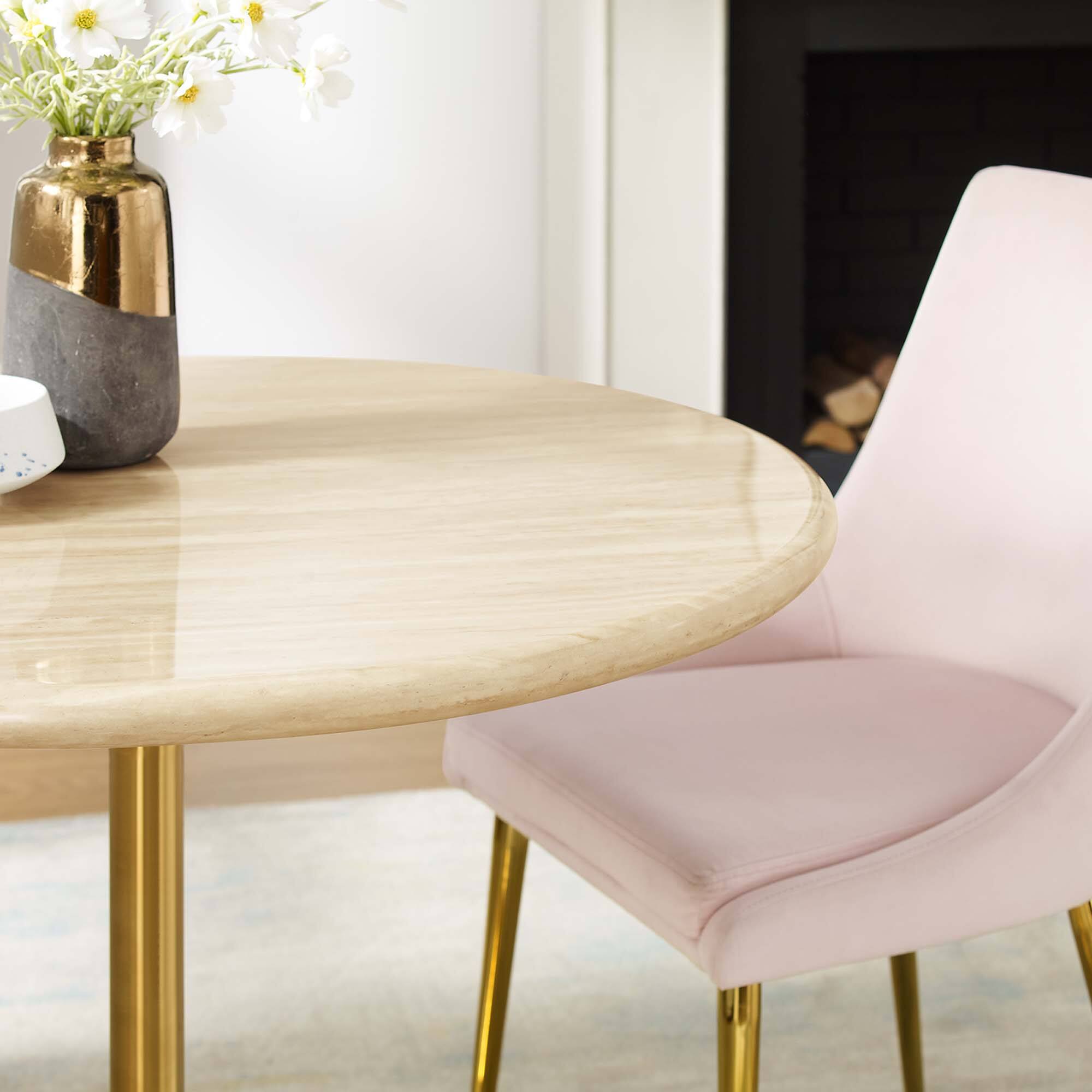 Modway - Lippa Round 36" Dining Table - Gold Travertine