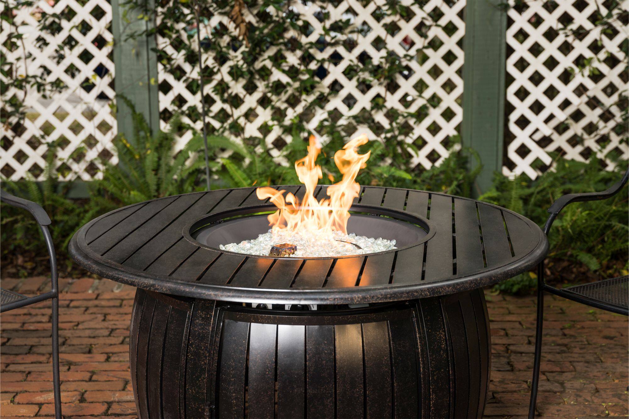 Alt View 19. Fire Sense - Fire Sense Grand Cooper Aluminum Convertible Gas Fire Pit Table 55000 BTU Multi-Functional Outdoor with Fire Bowl Lid - Antique Bronze.