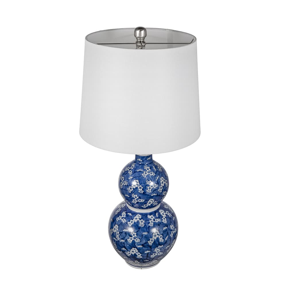Alt View 5. Luckbyte - D13x25.7" Blue White Round Two-Tiered Ceramic Vase Lamp.