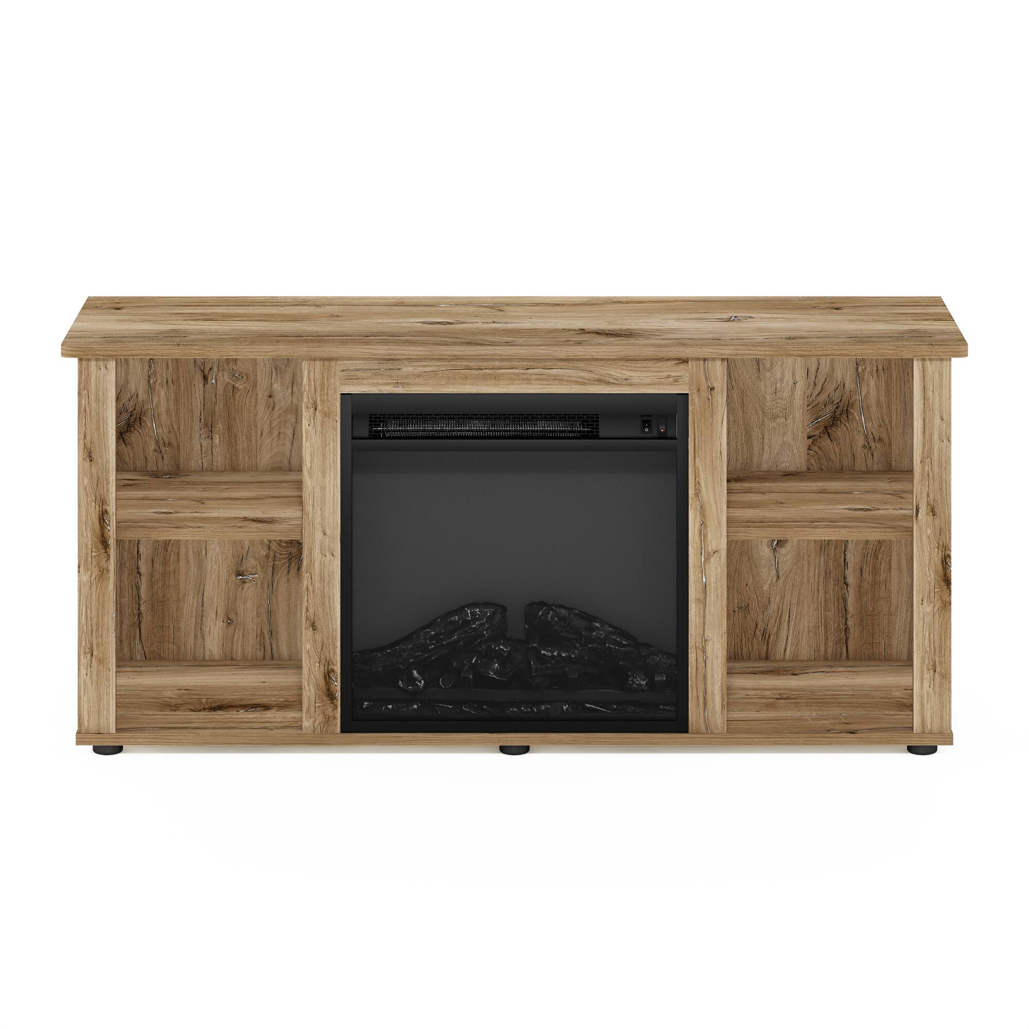 Alt View 2. Furinno - Jensen Entertainment Center TV Stand with Fireplace for TV up to 55 Inch - Flagstaff Oak.