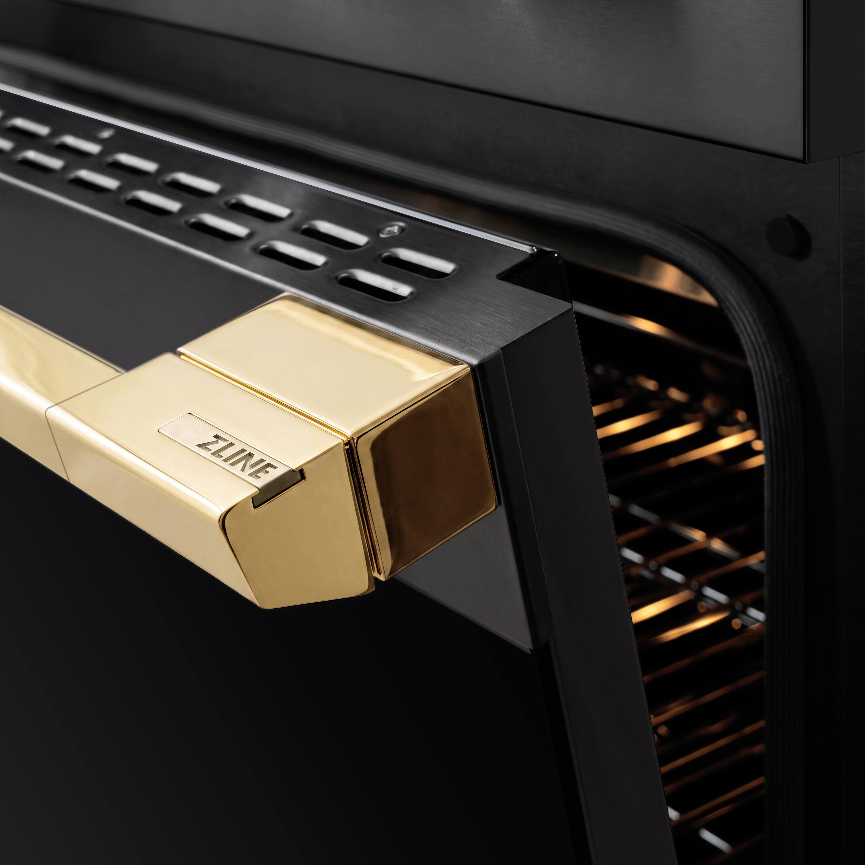 Alt View 10. ZLINE - Autograph 36 in. 5.2 cu. ft. Marino Freestanding Induction Range with 5 Burners in Black Steel with Gold Accents - Black Stainless Steel.
