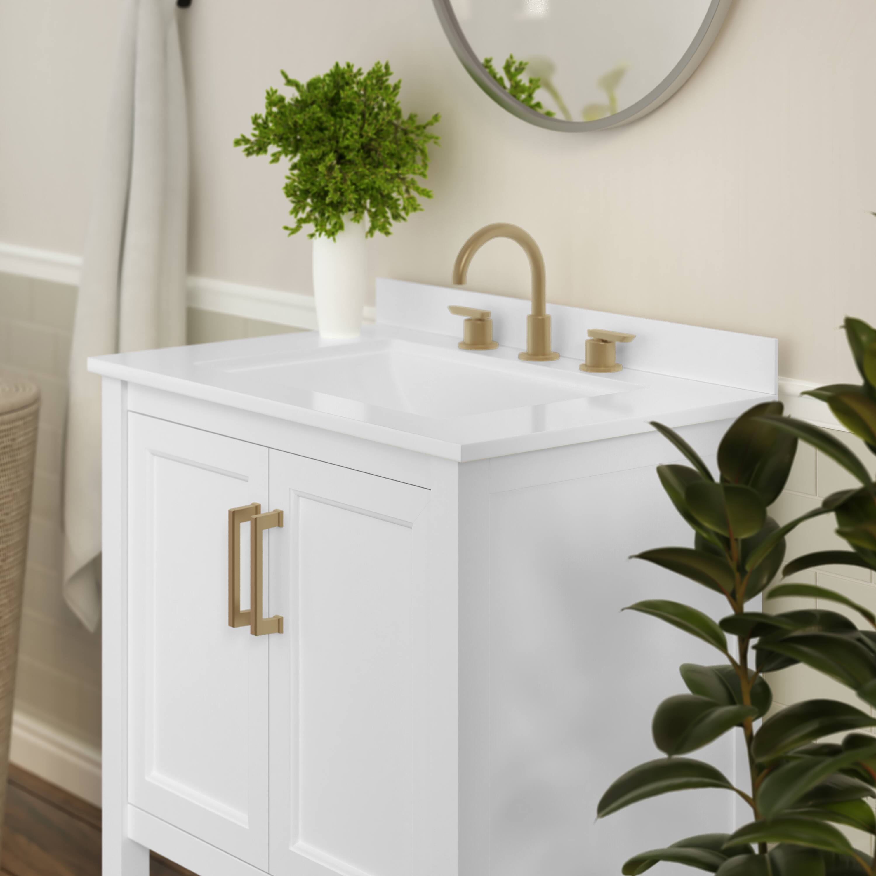 Alt View 2. Flash Furniture - Vega 30 Inch Bathroom Vanity with Sink Combo, Storage Cabinet with Soft Close Doors and Open Shelf, Carrara Marble Finis - White.