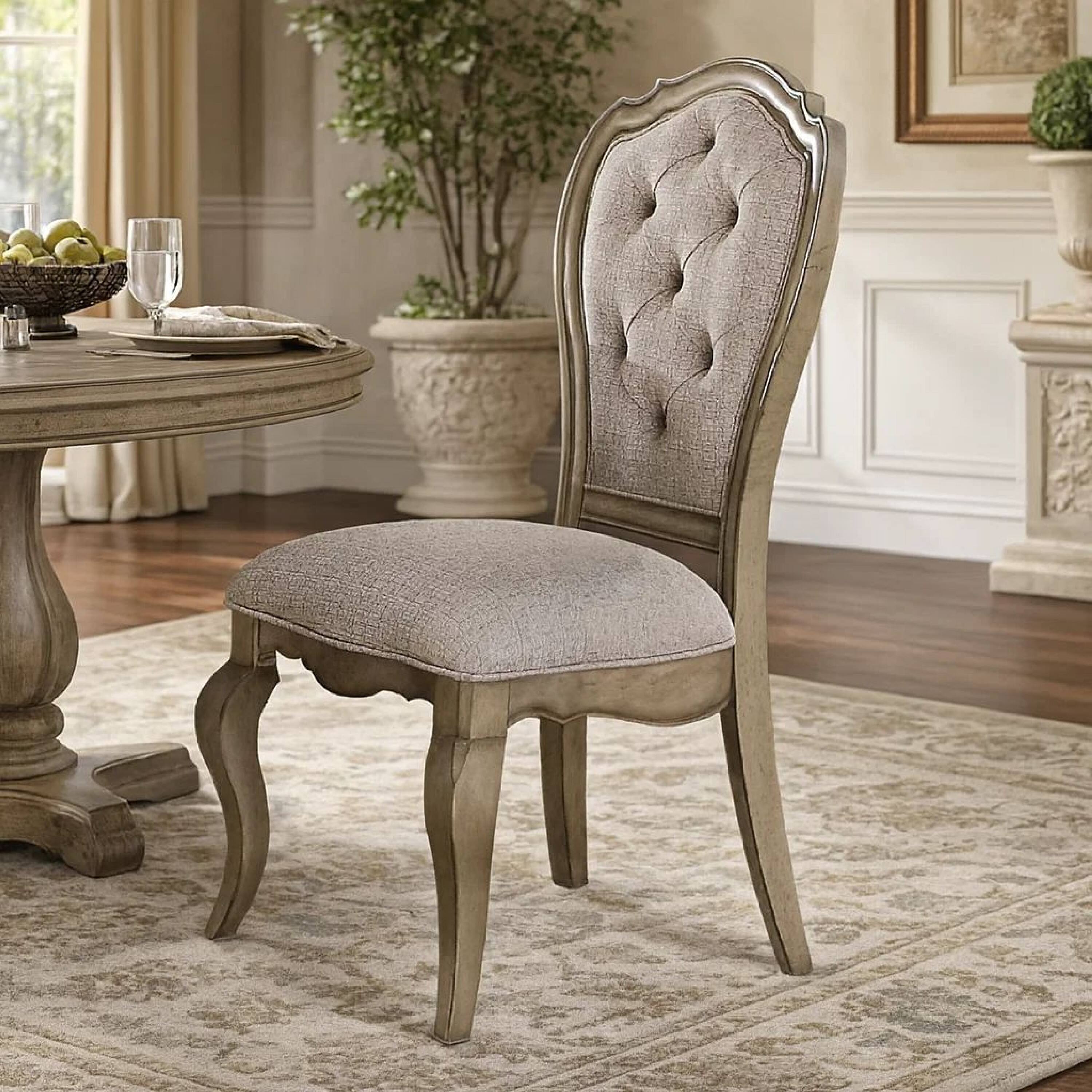 Alt View 5. Manhattan Lane - Button Tufted Upholstered Dining Side Chair, Set of 2 - Beige.