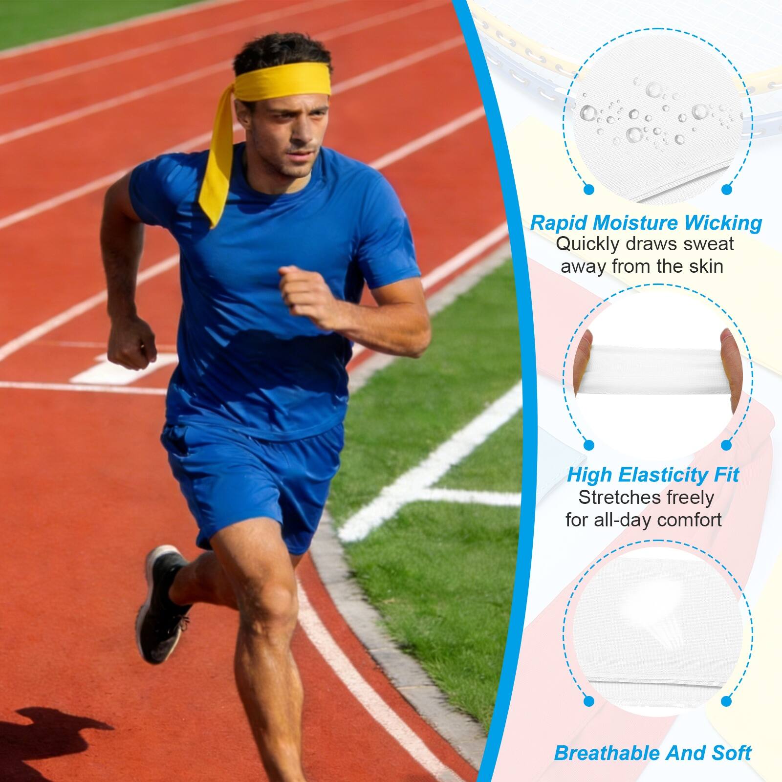 Rapid Moisture Wicking: Quickly draws sweat away from the skin  
High Elasticity Fit: Stretches freely for all-day comfort  
Breathable And Soft
